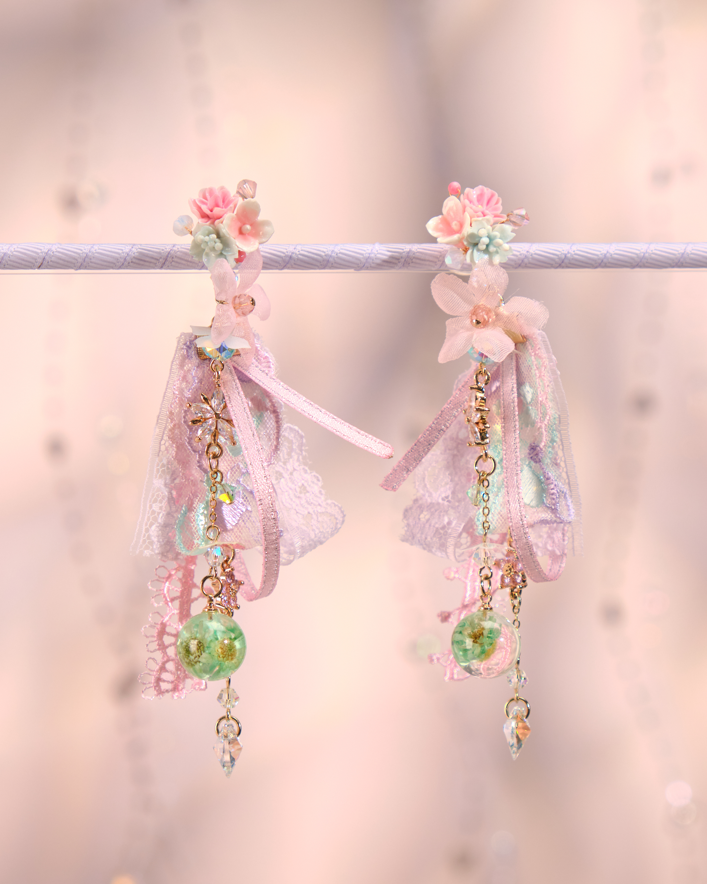 12242 兩用花束絲帶耳環