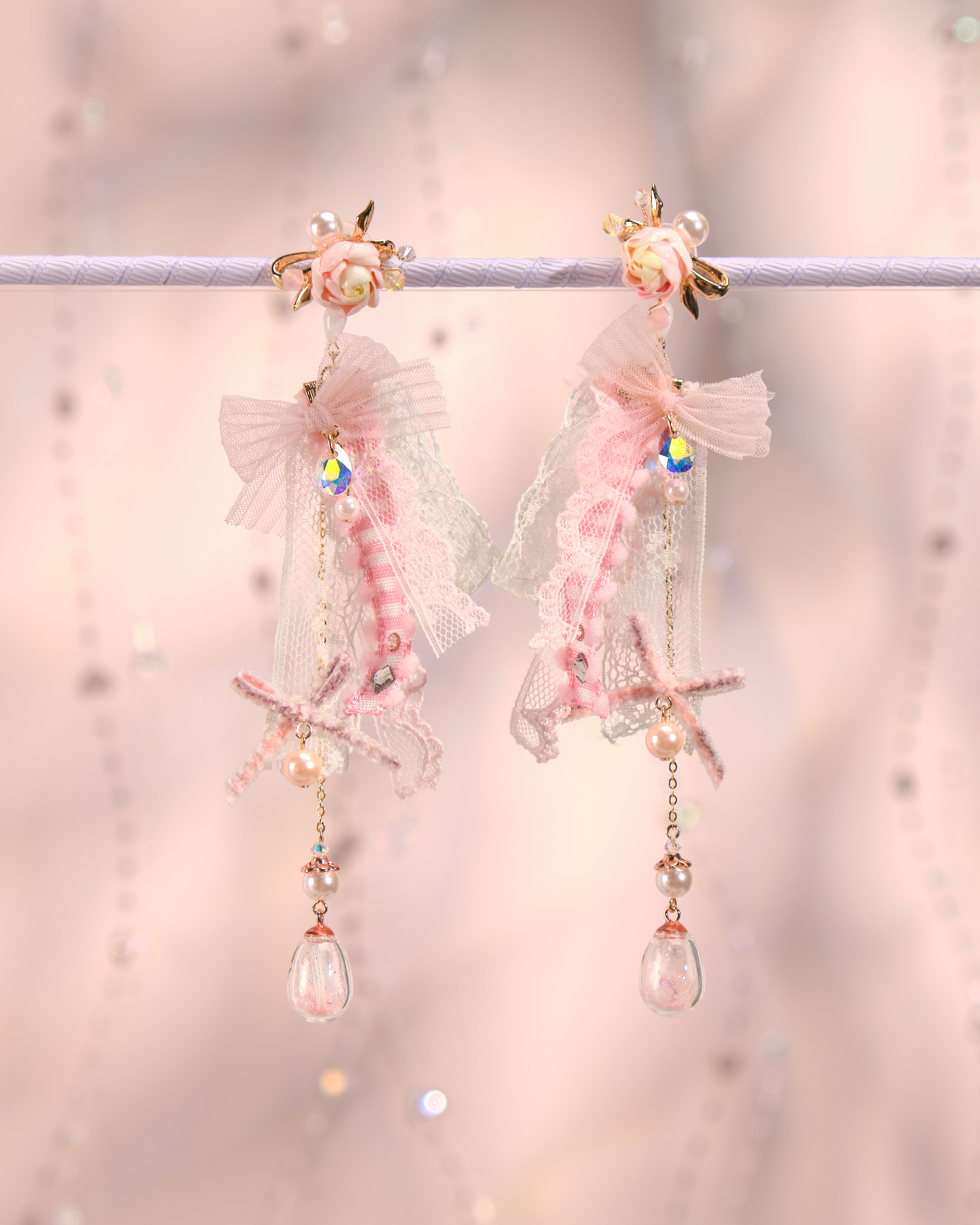 12241 兩用花束絲帶耳環