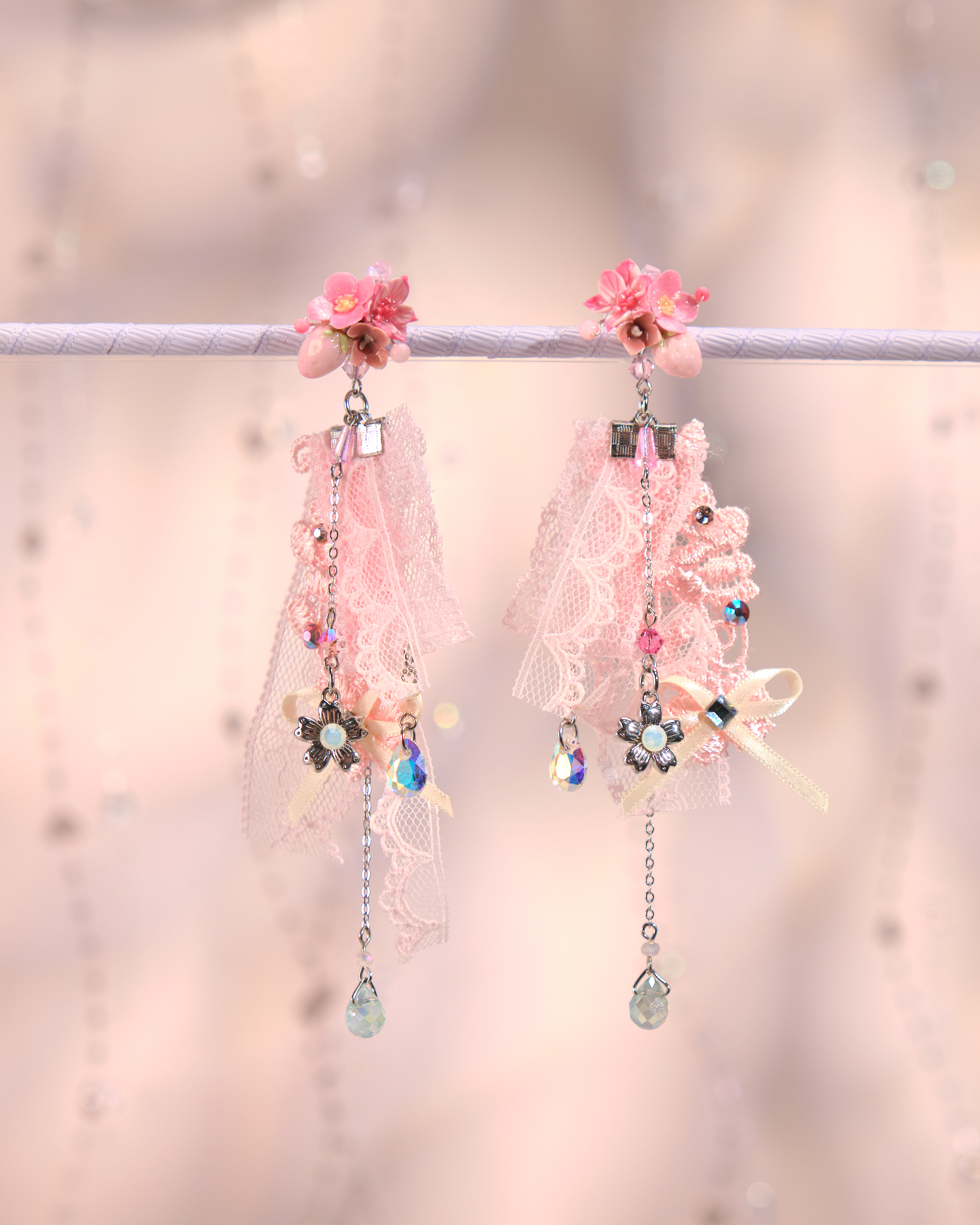 12238 兩用花束絲帶耳環