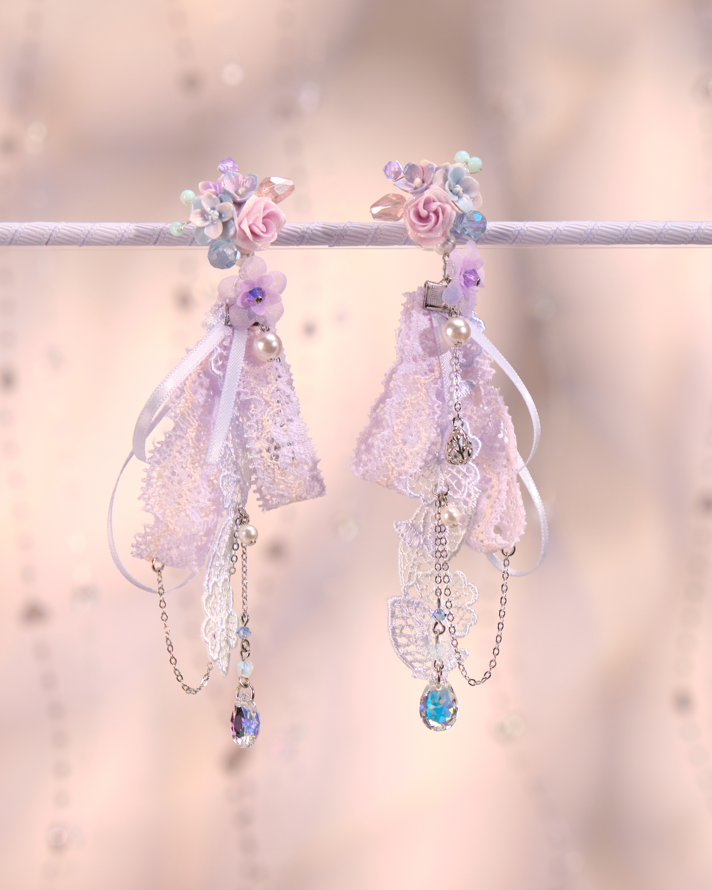 12237 兩用花束絲帶耳環