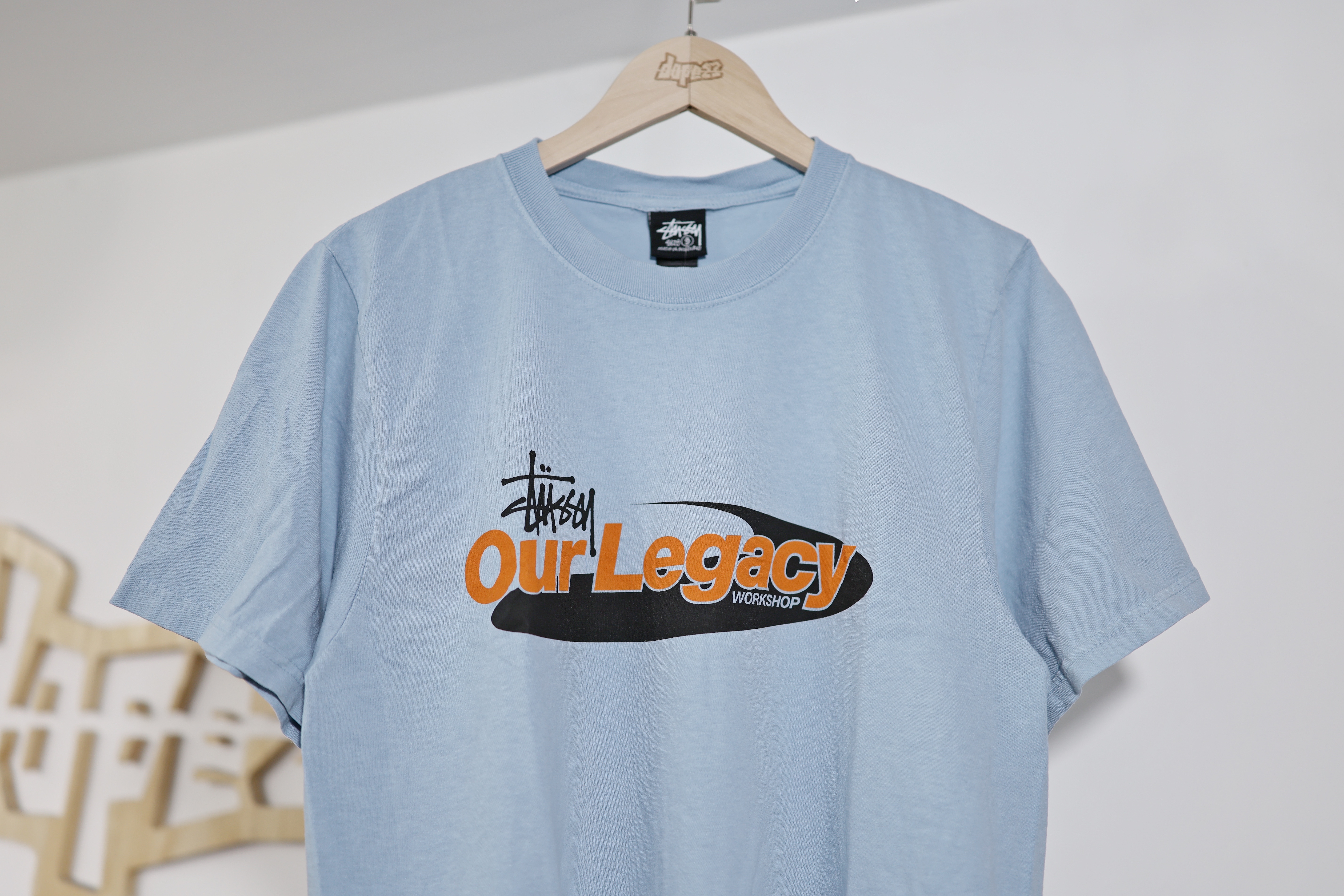 STÜSSY Our Legacy Work Shop Swirl Pigment Dyed T-Shirt Baby Blue