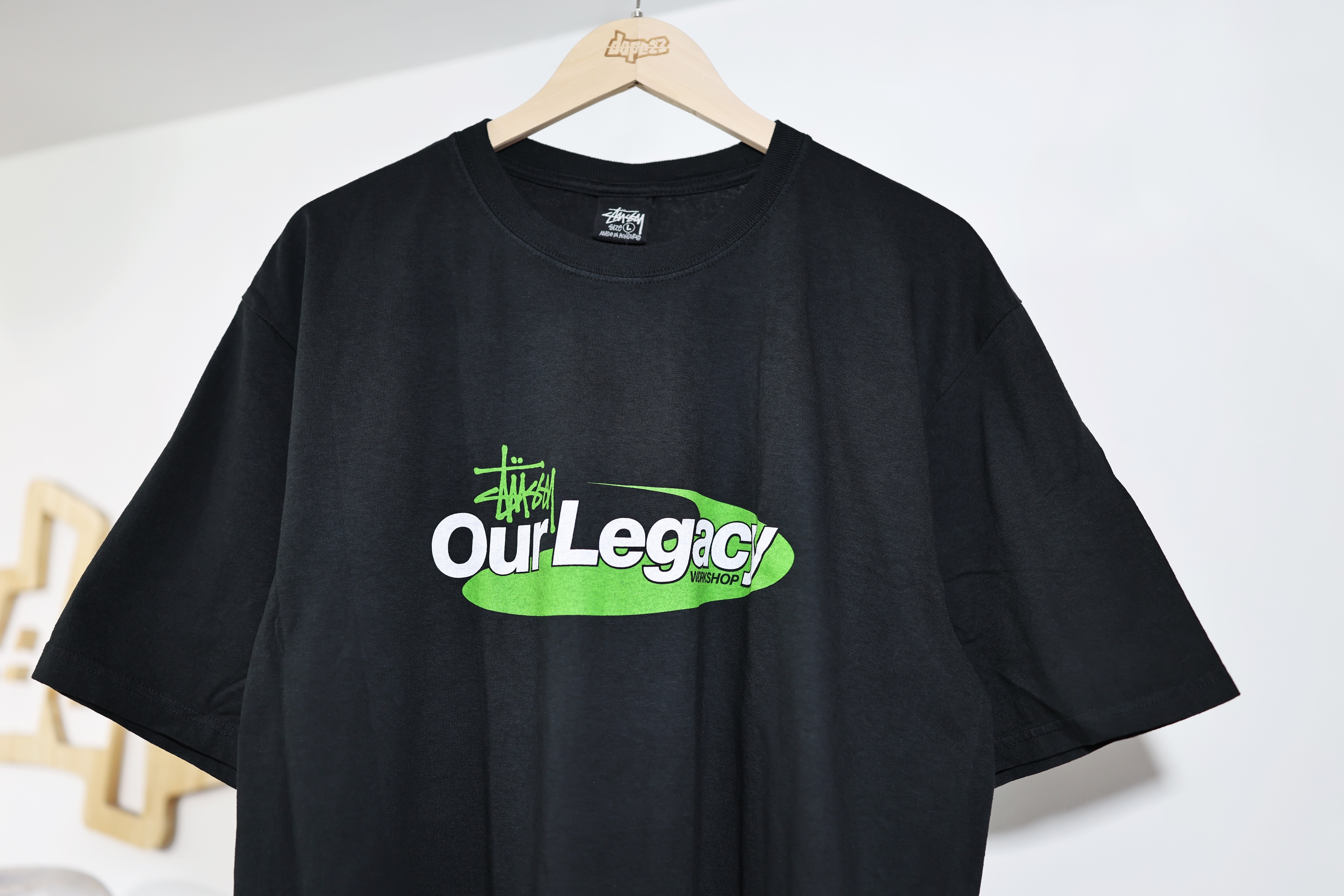 STÜSSY Our Legacy Work Shop Swirl Pigment Dyed T-Shirt (Black)