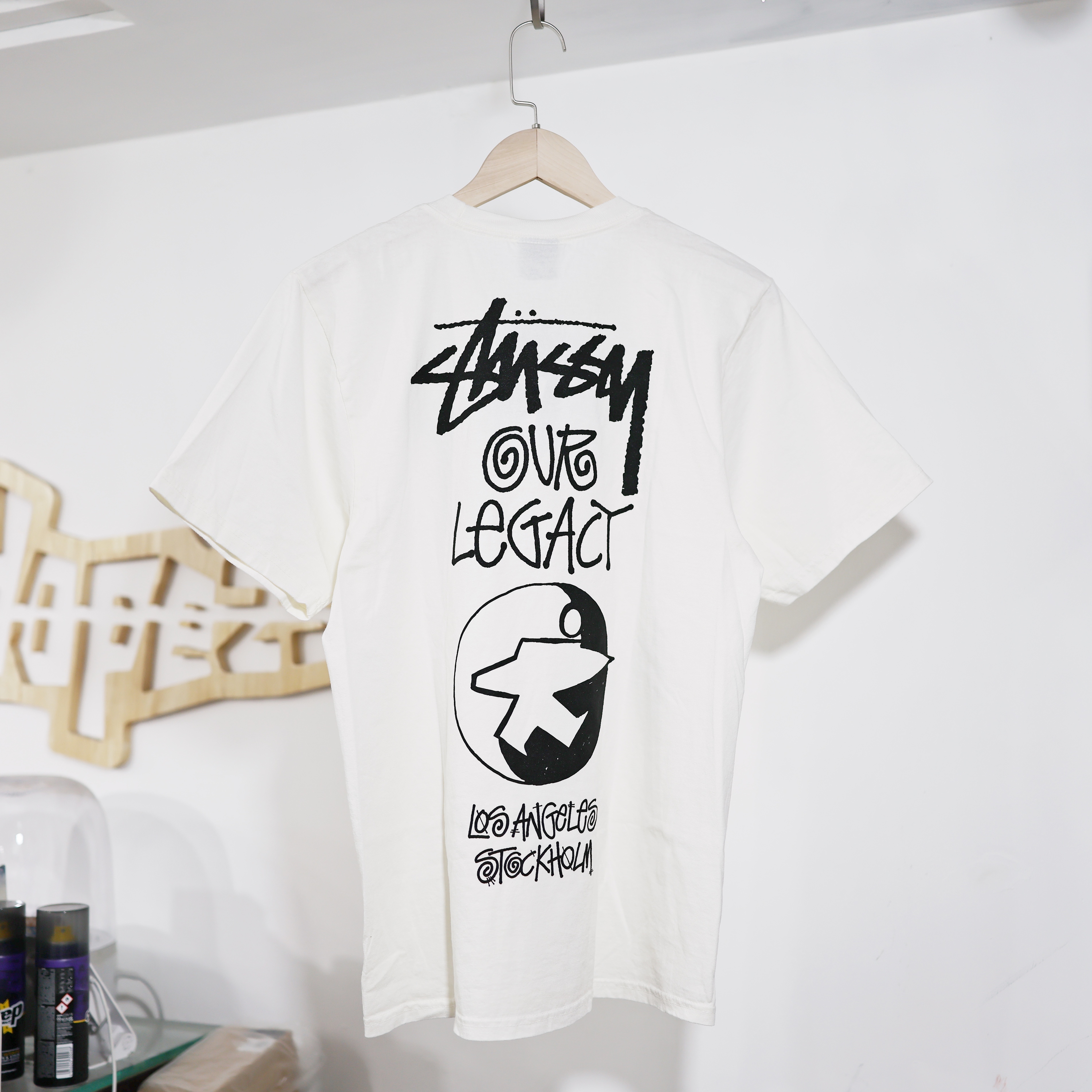 STÜSSY Our Legacy Work Shop Surfman Pigment Dyed T-Shirt (Natural）奶白色