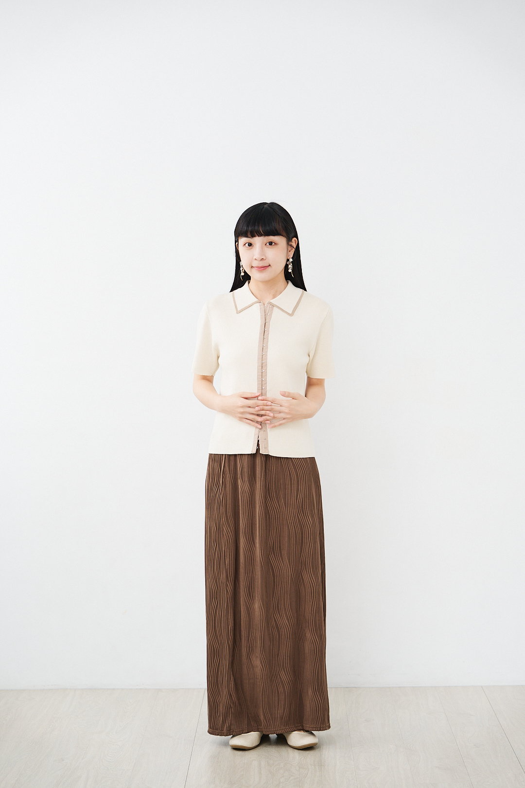 (限量)冰淇淋融化前！配色鉤針開衫上衣(三色-象牙)