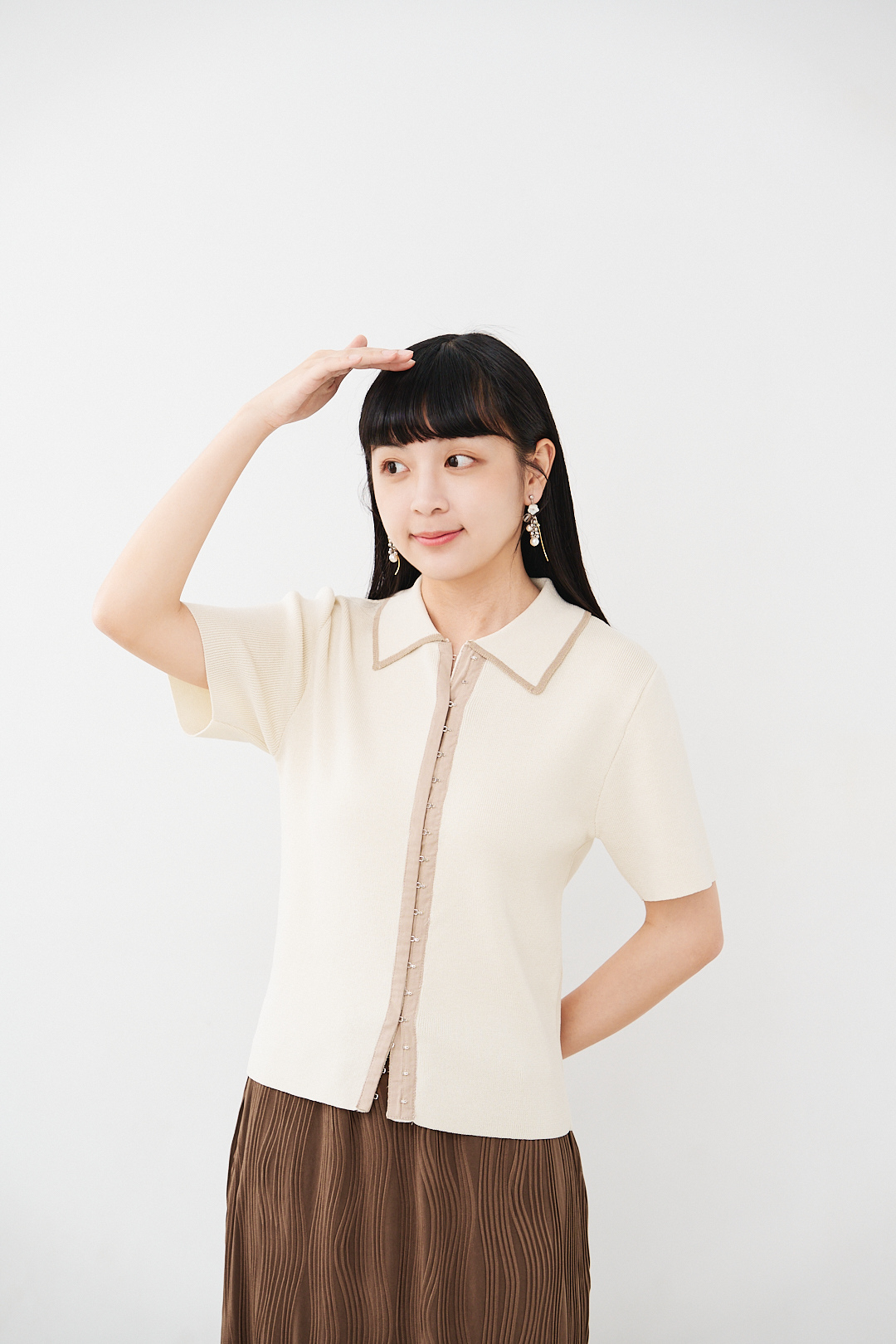 (限量)冰淇淋融化前！配色鉤針開衫上衣(三色-象牙)