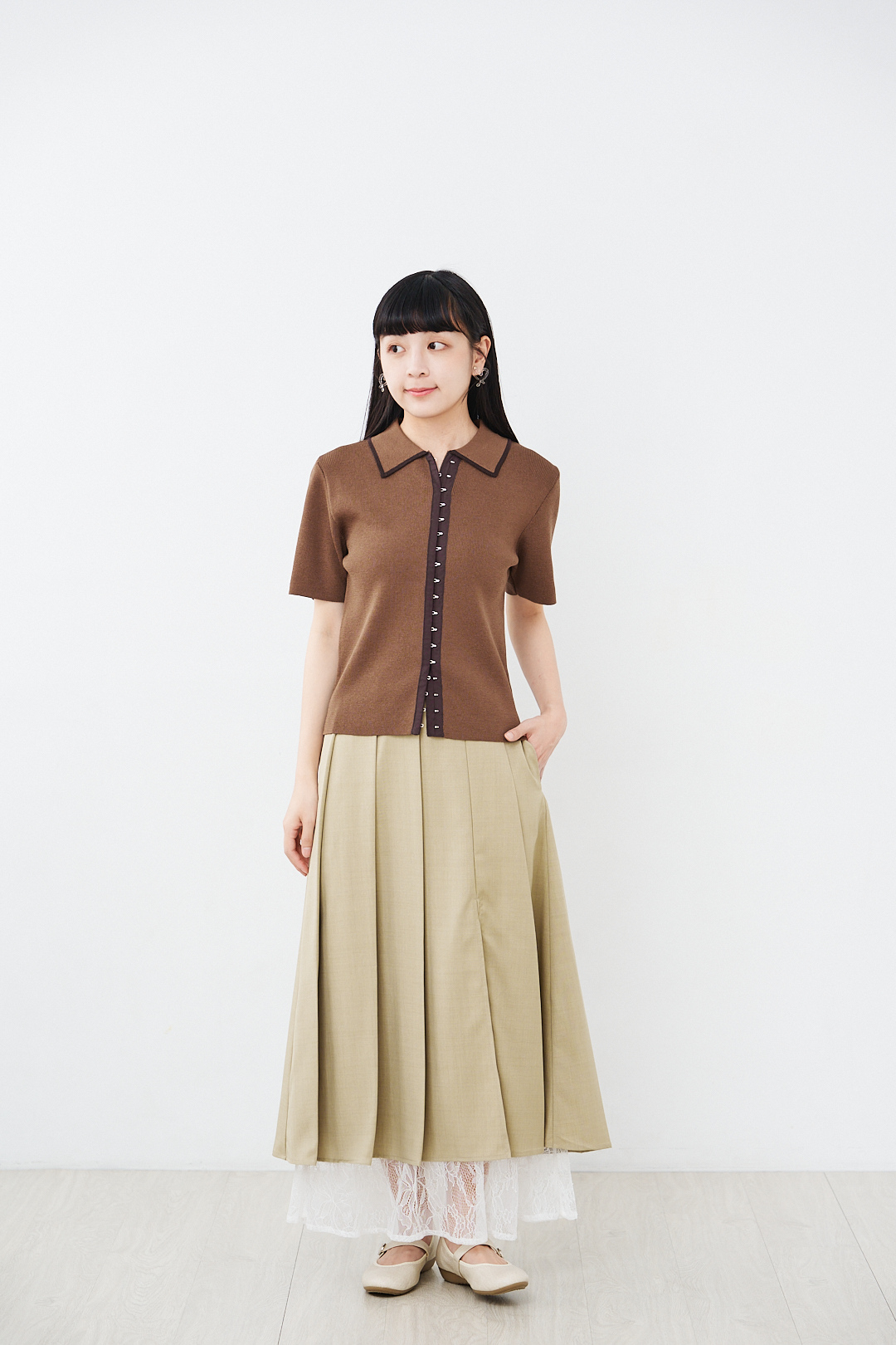 (限量)冰淇淋融化前！配色鉤針開衫上衣(三色-焦糖)