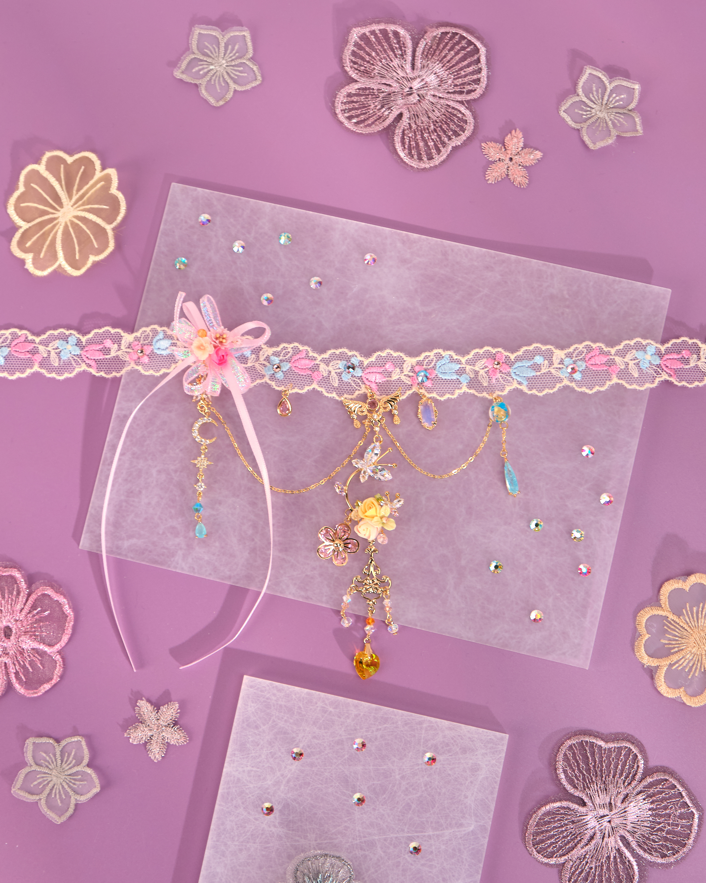 12221 Lace Bow Pendant Choker