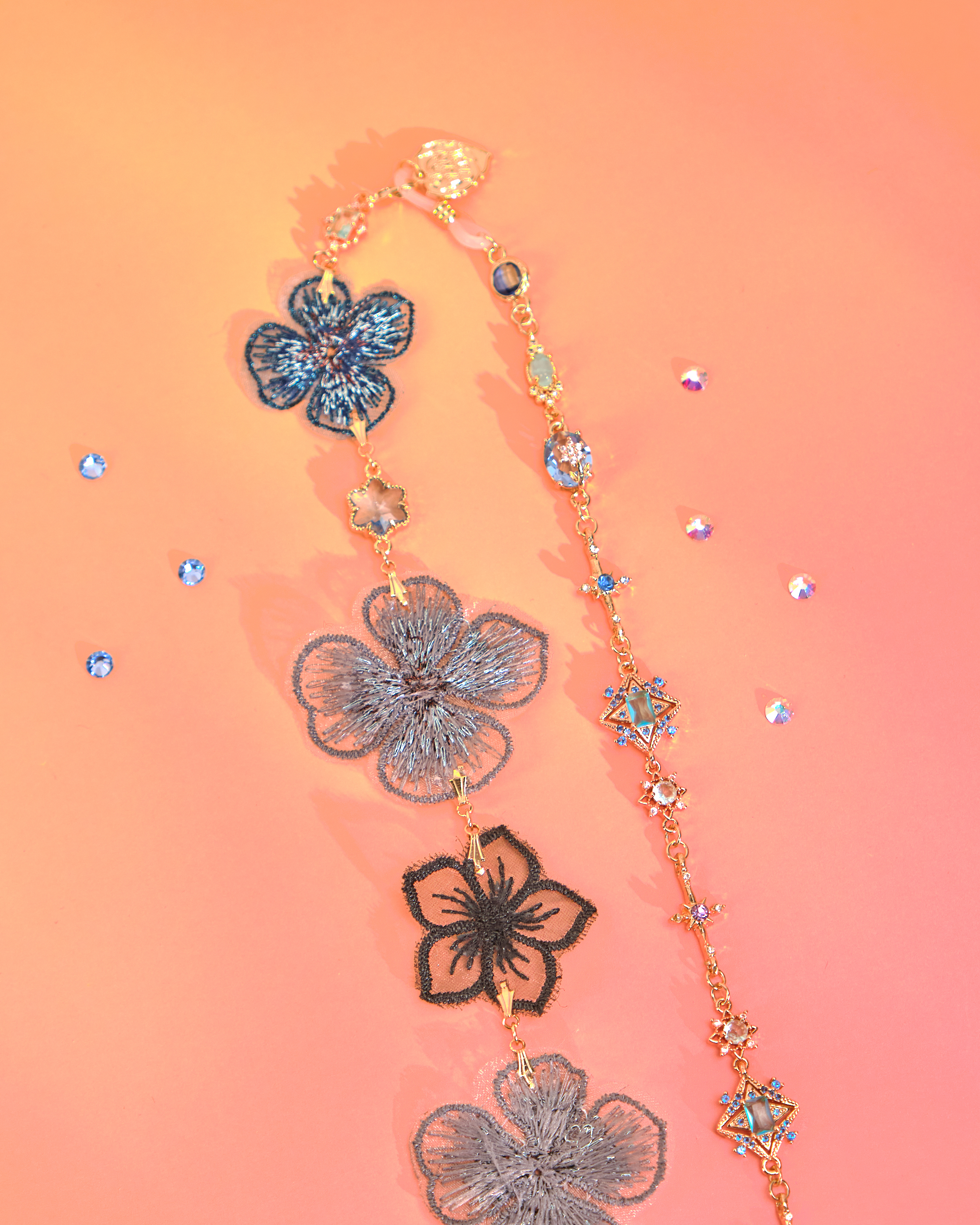 12198 Golden Thread Embroidered Ribbon Headband