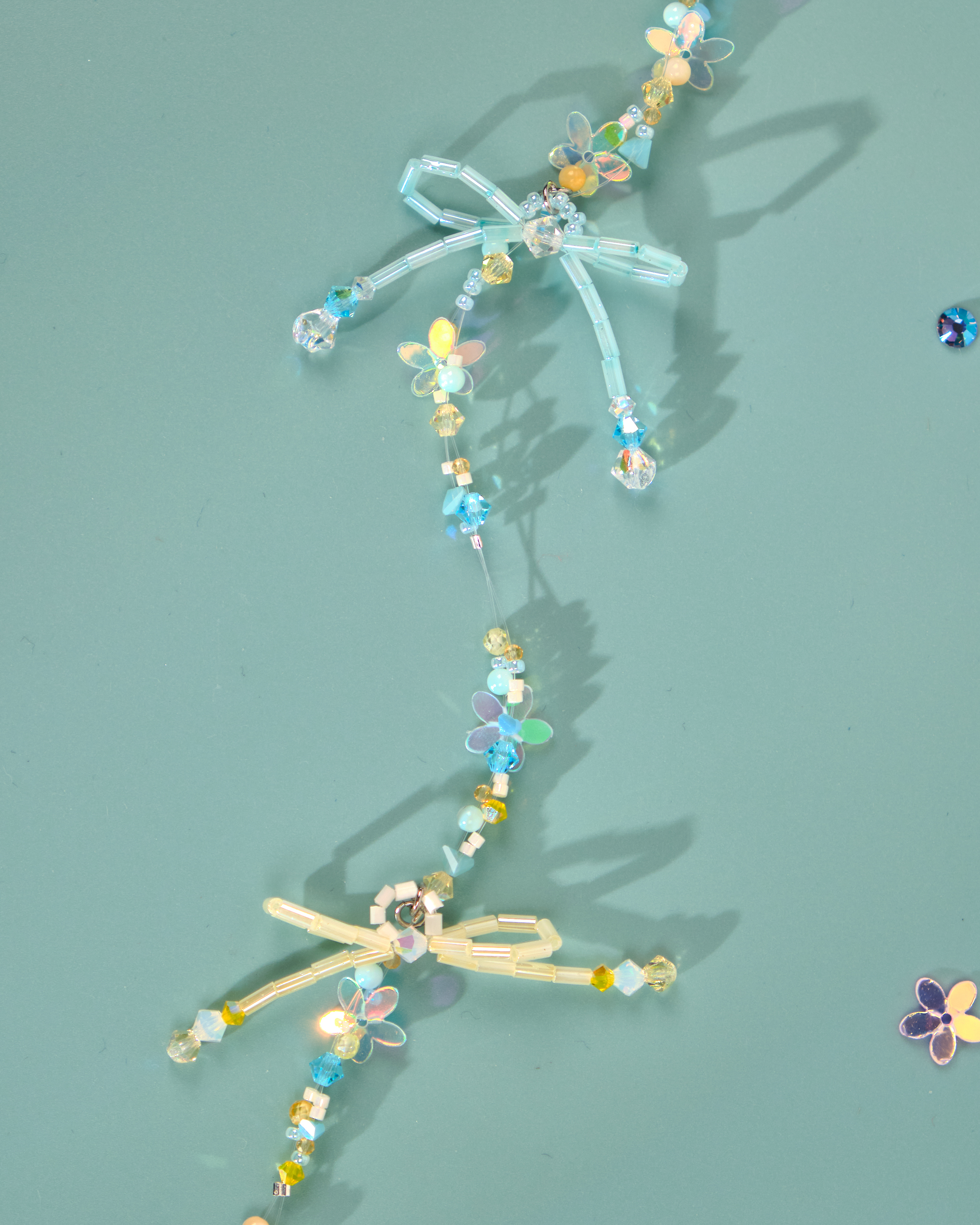 12184 Floral Barrette with Beaded Charm