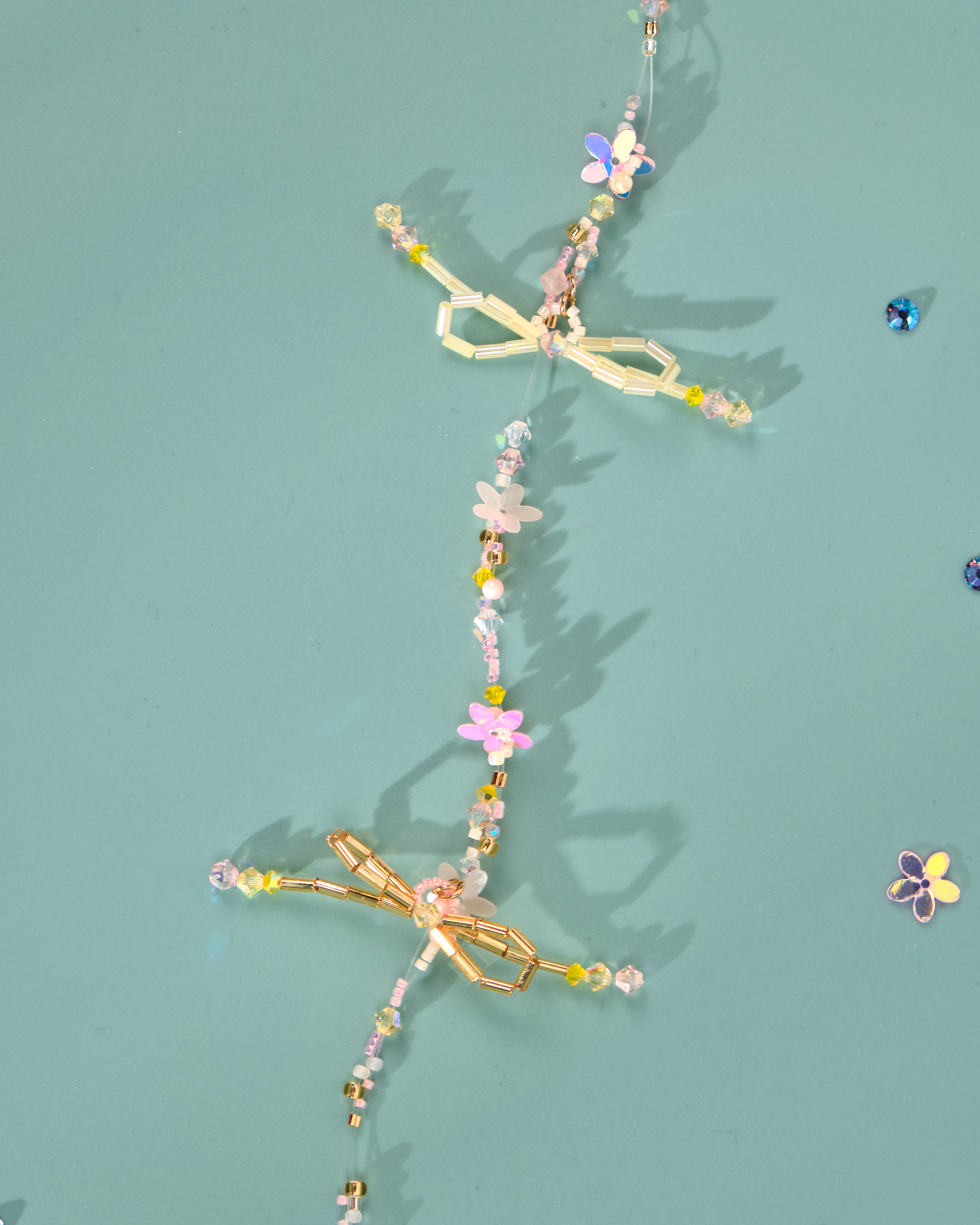 12179 Floral Barrette with Beaded Charm