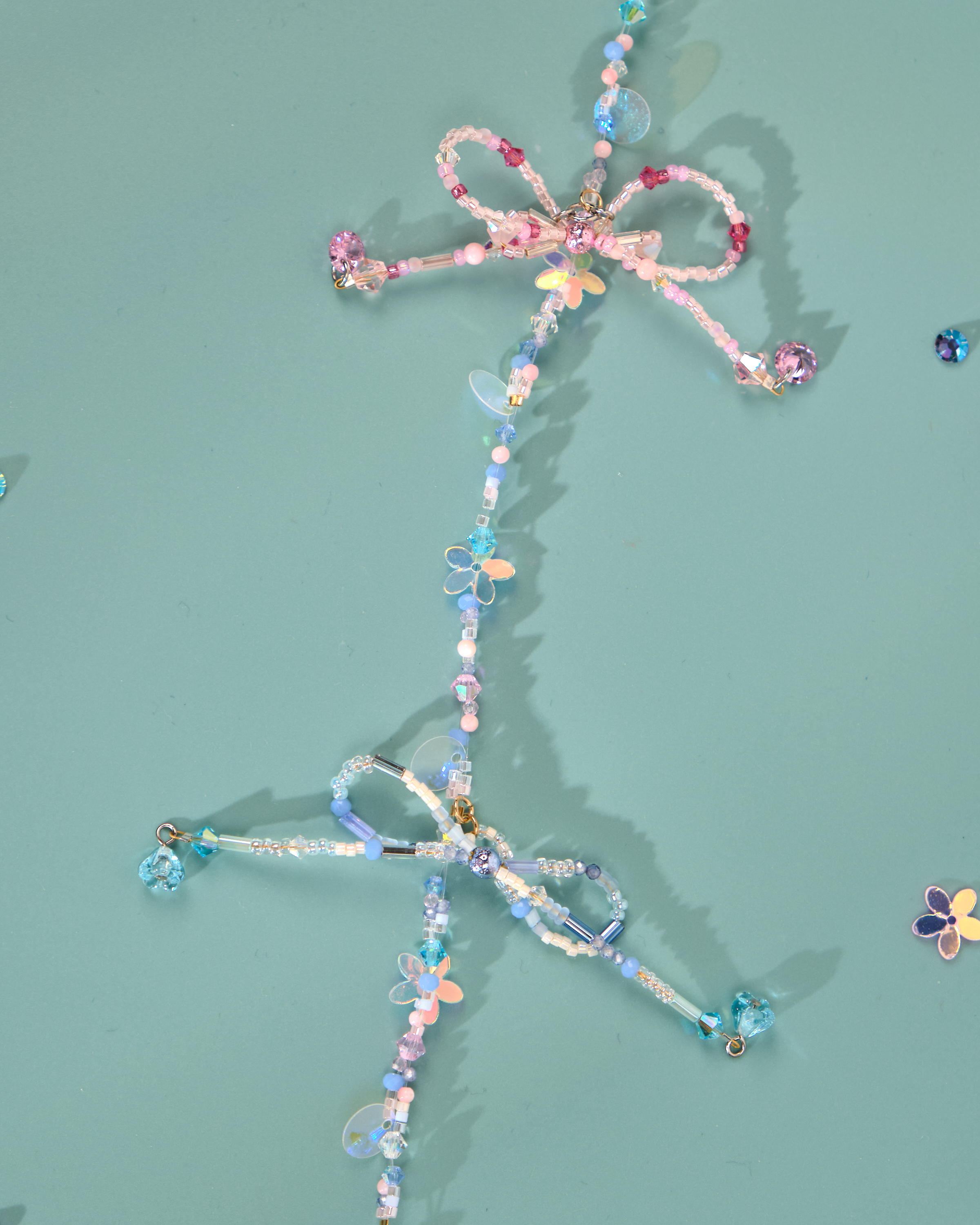 12177 Floral Barrette with Beaded Charm