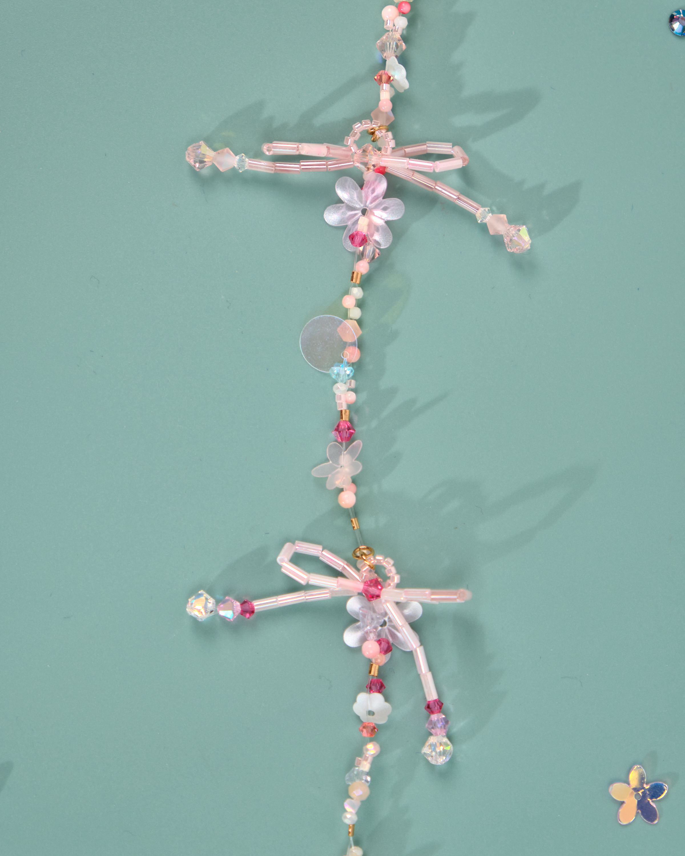 12175 Floral Barrette with Beaded Charm