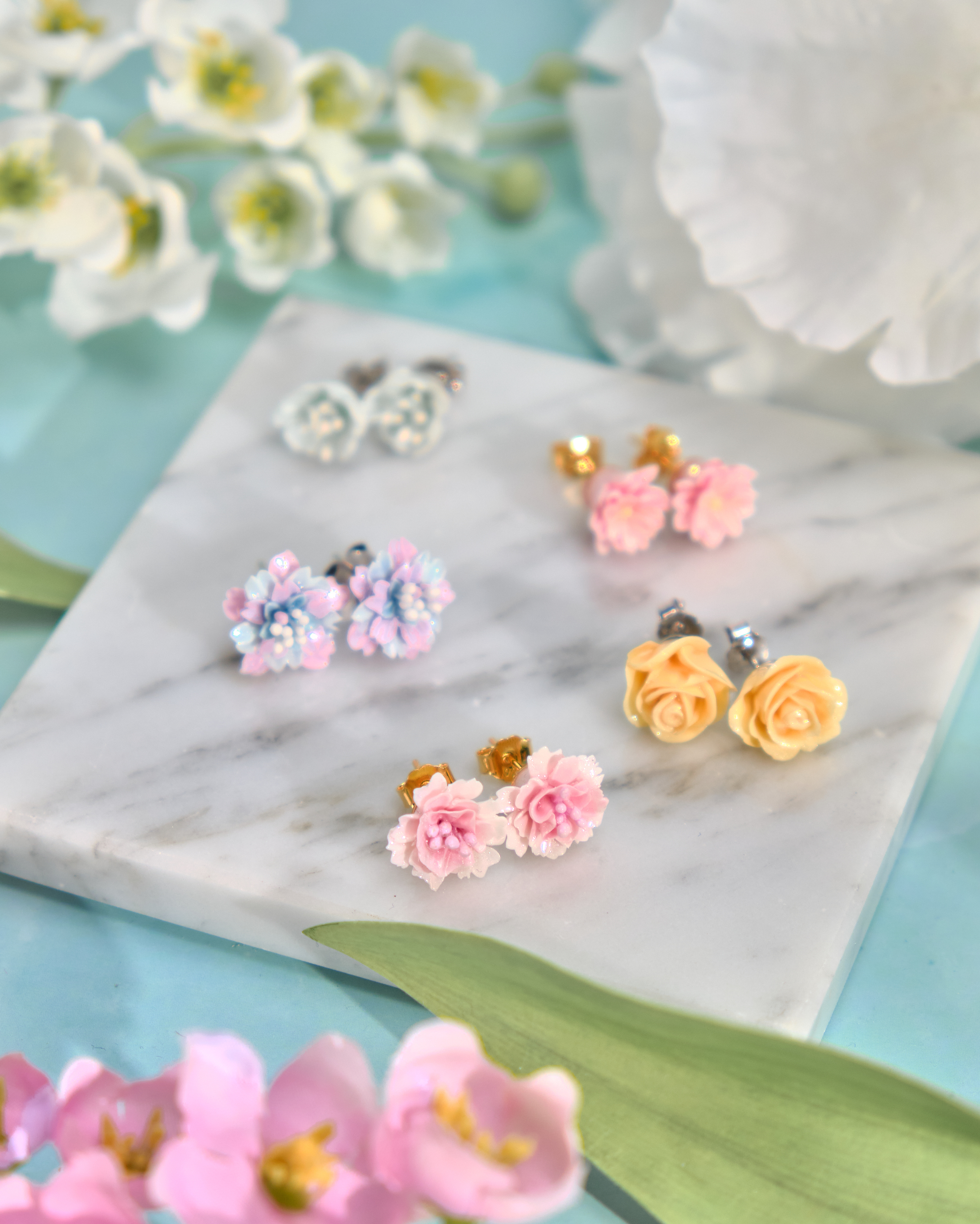 12114 小花單粒耳環