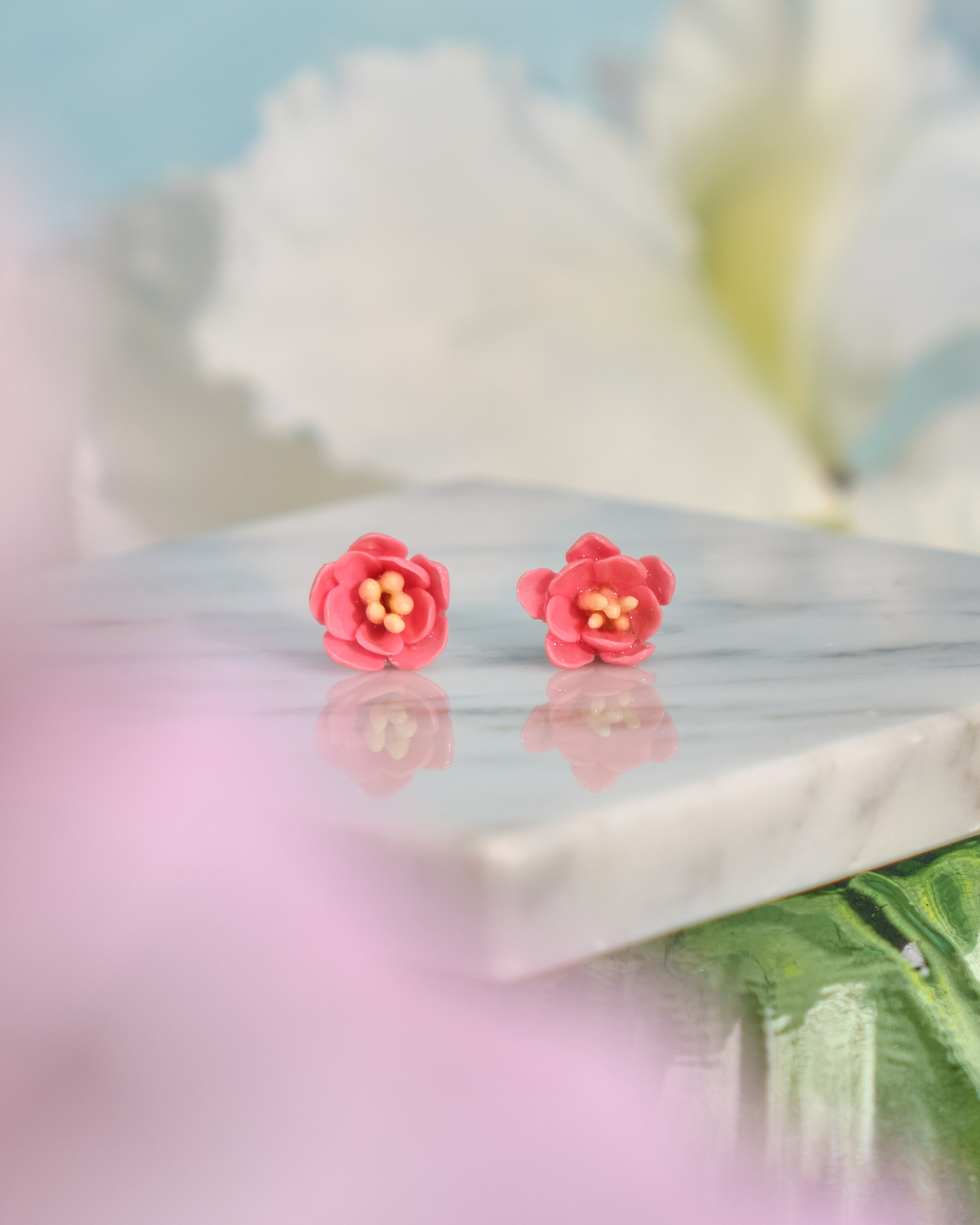 12104 小花單粒耳環