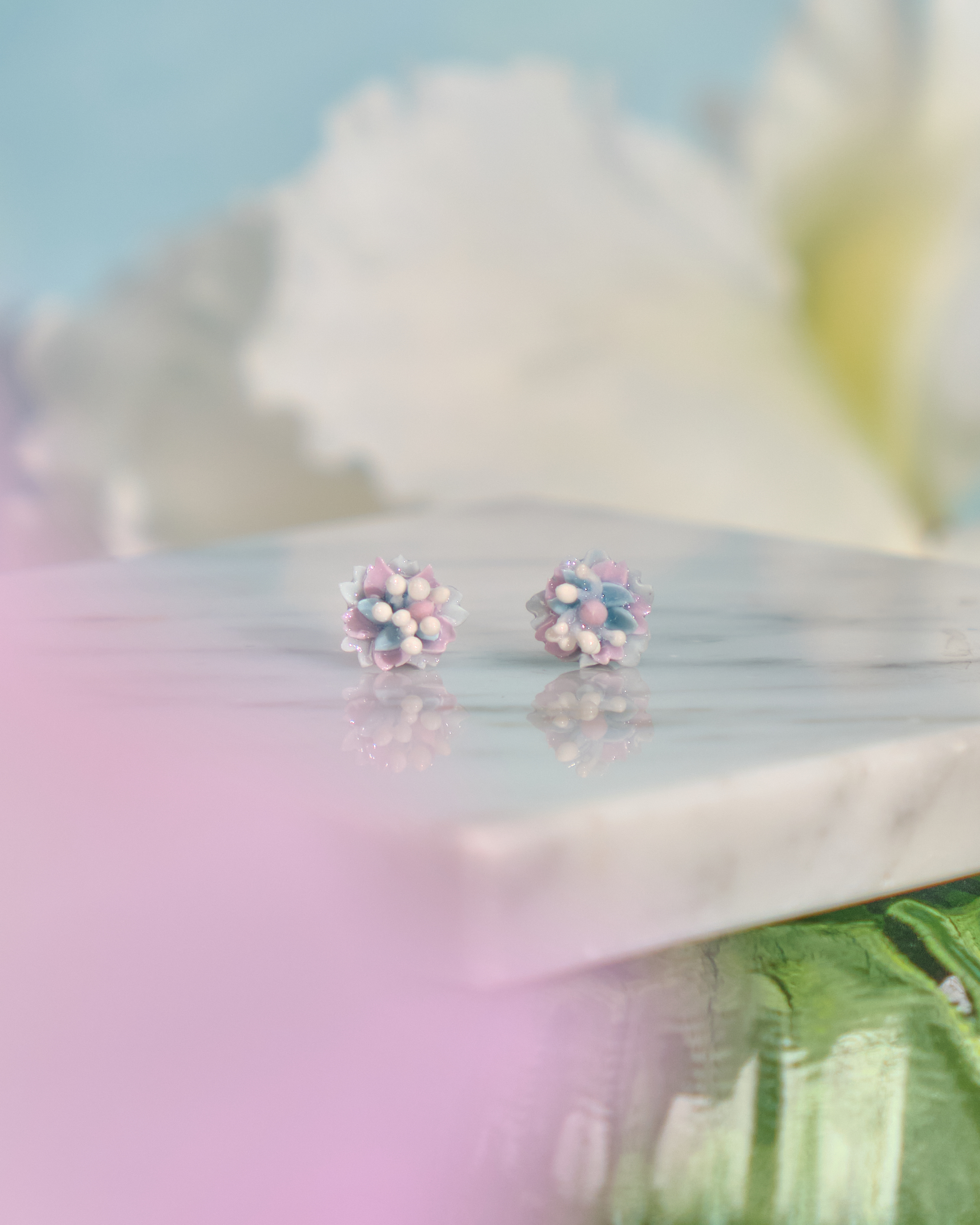 12096 小花單粒耳環