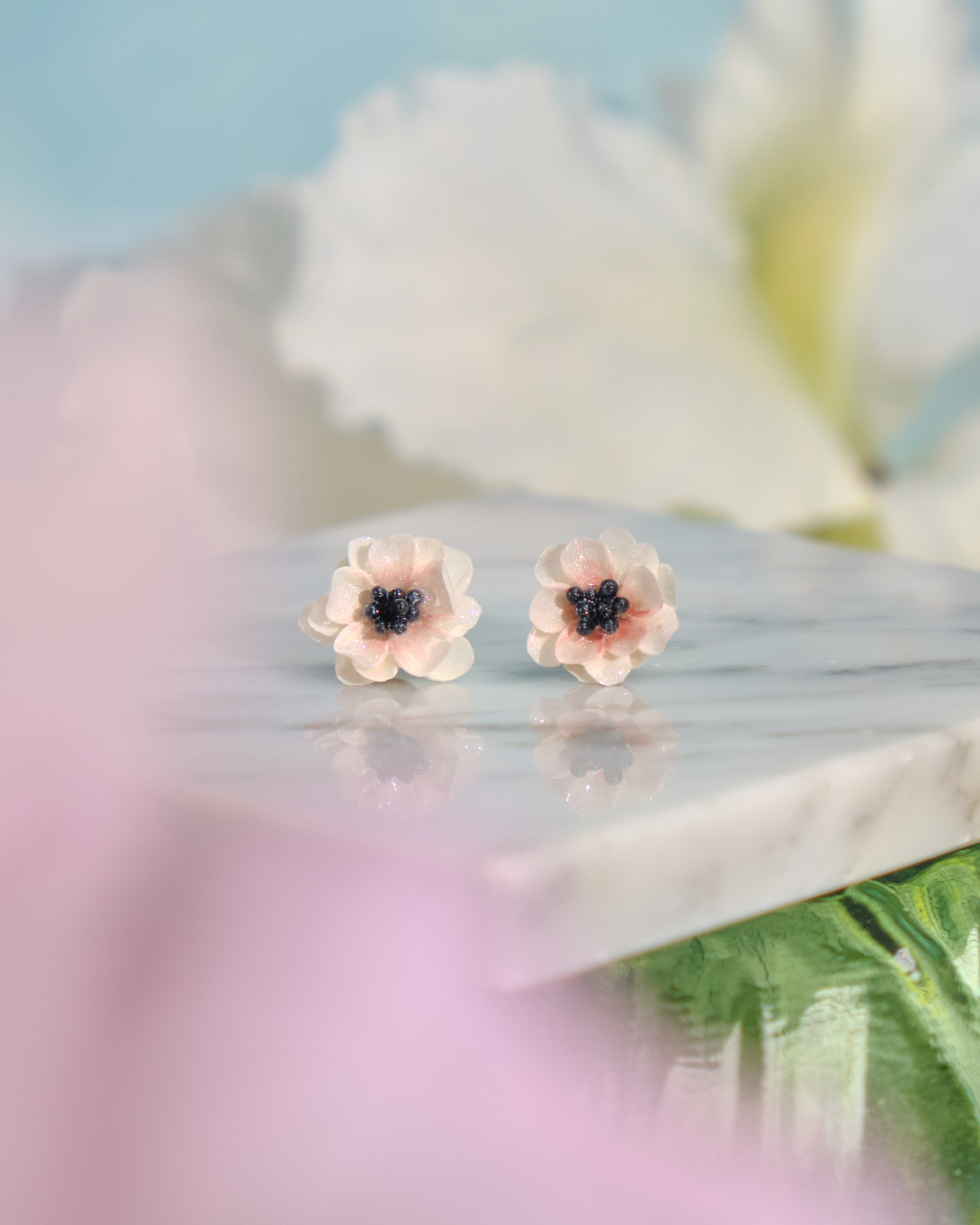 12095 小花單粒耳環