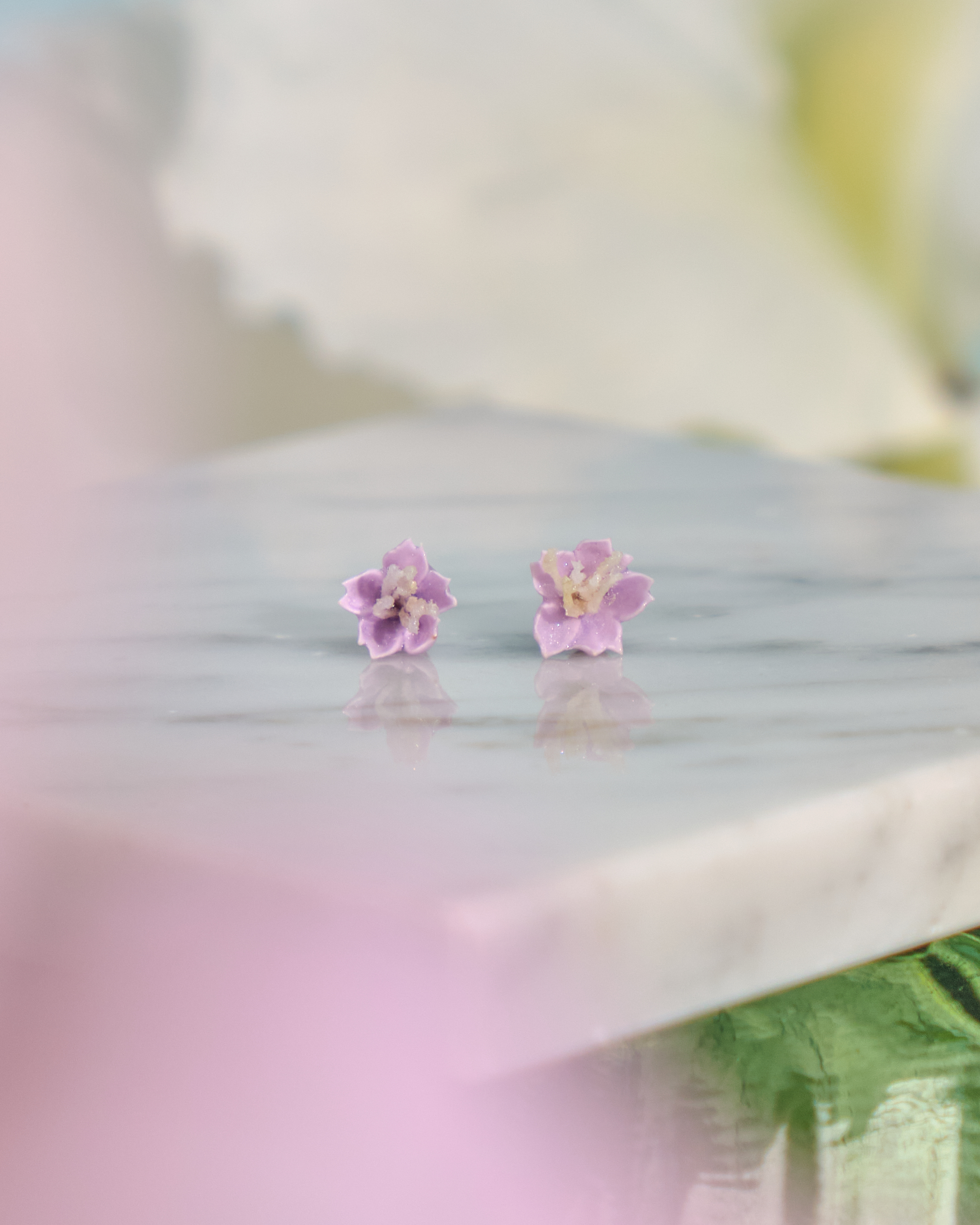 12093 小花單粒耳環