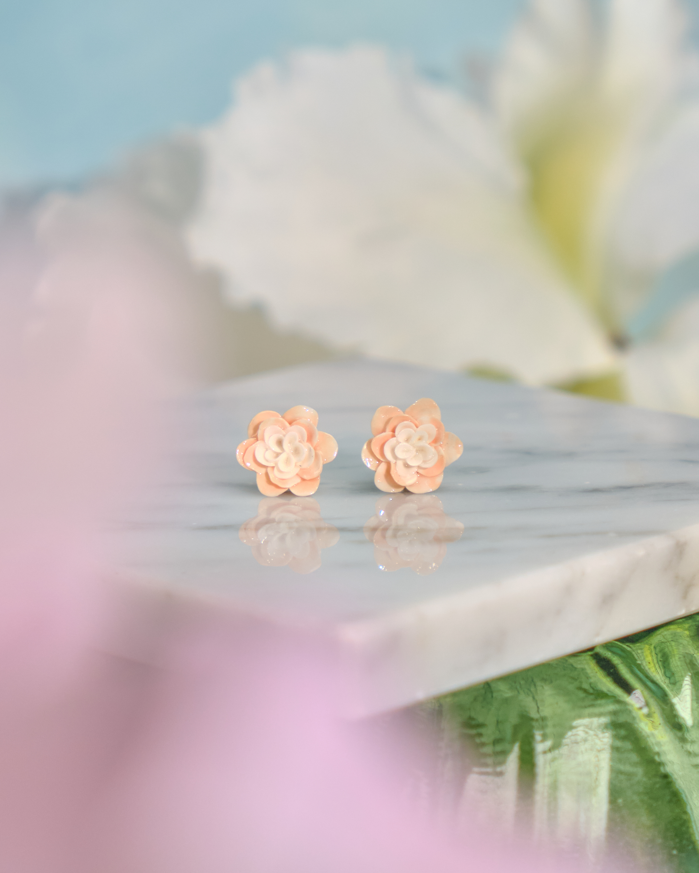 12091 小花單粒耳環