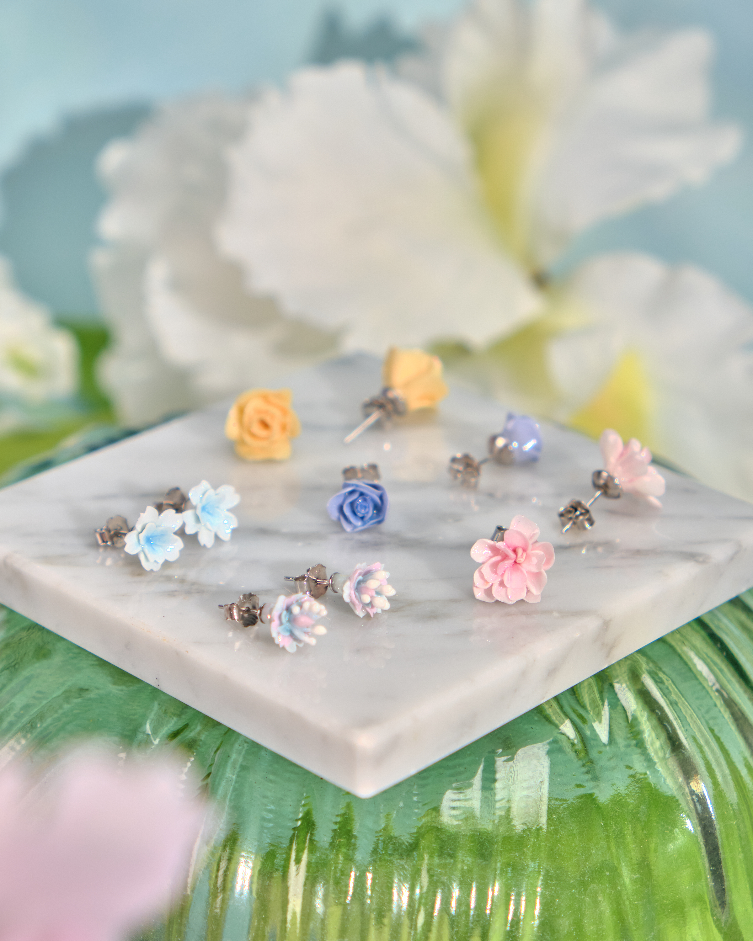 12089 小花單粒耳環