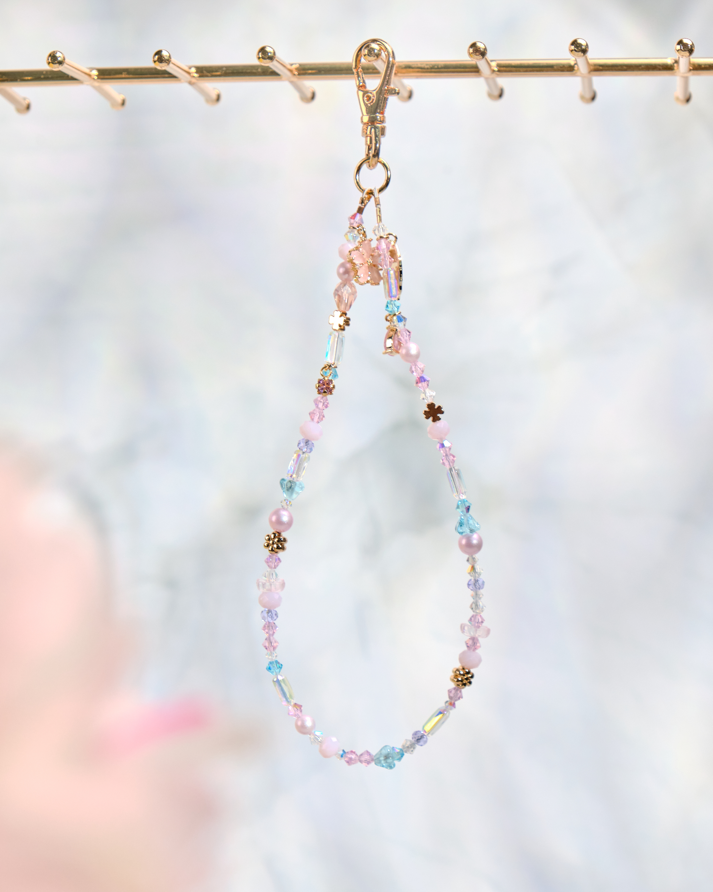 12068 Rainbow Beaded Phone Strap