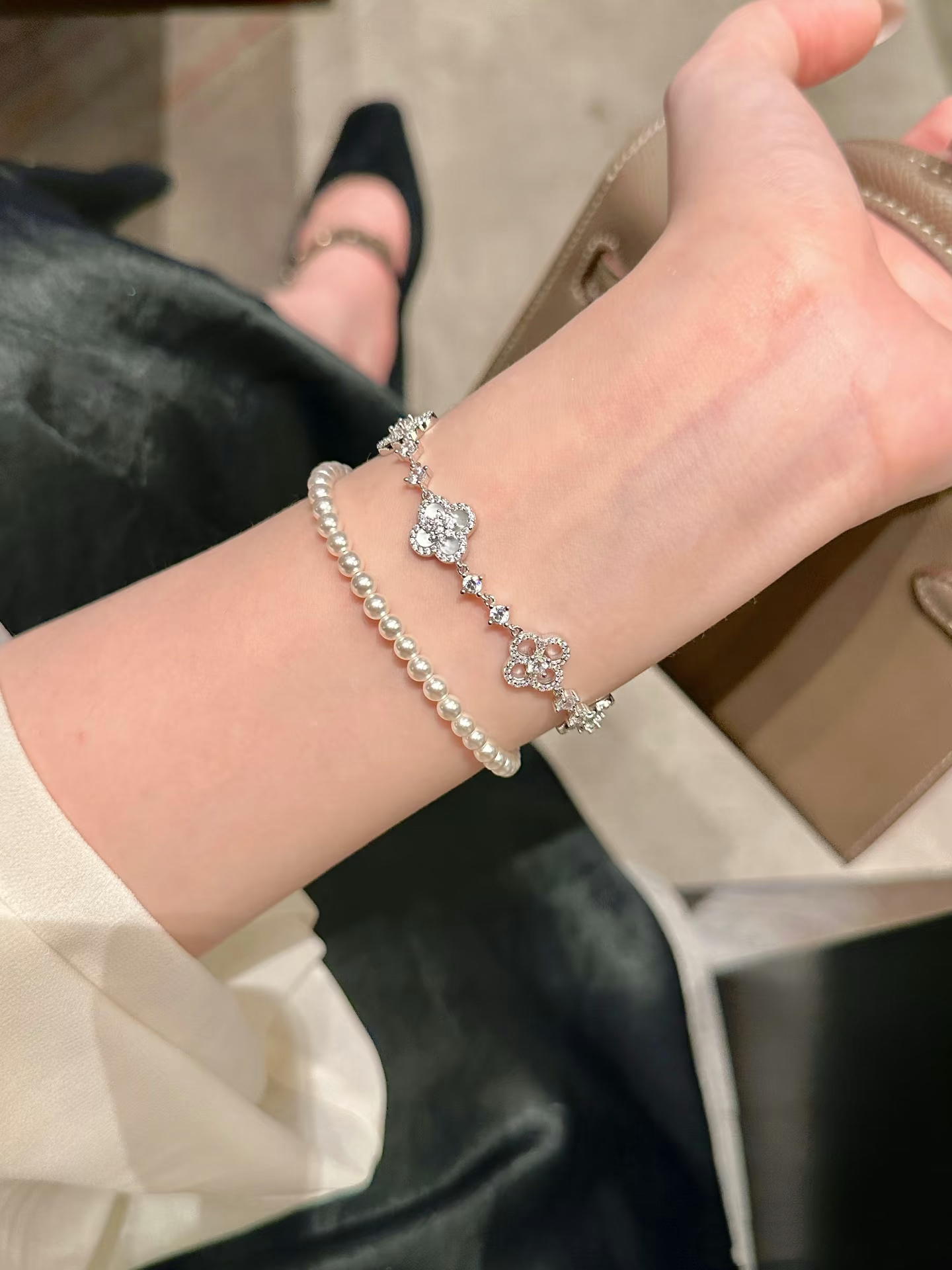 Cheris pearl diamond bracelet