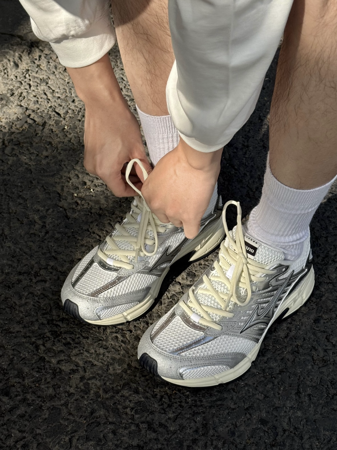 Mizuno Speedo 減震 慢跑鞋 網布 異材質奶油底 Y2K 科技銀 D1GH251702