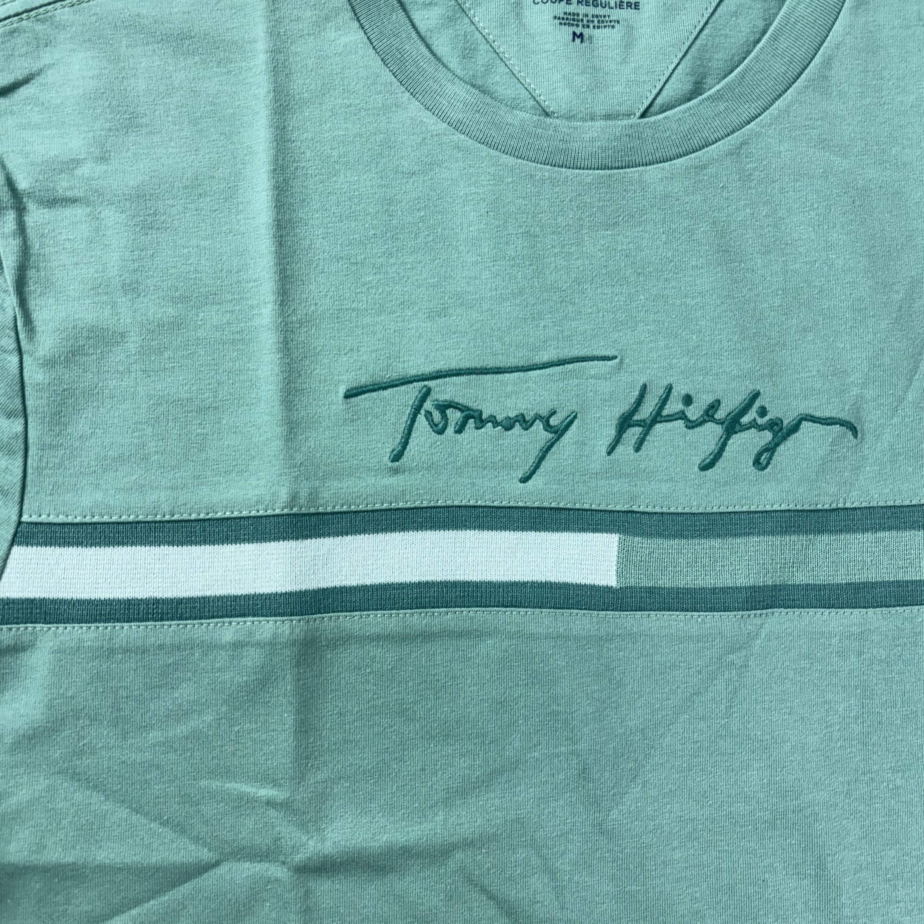 Tommy Hilfiger 織帶草寫LOGO短袖 (綠)