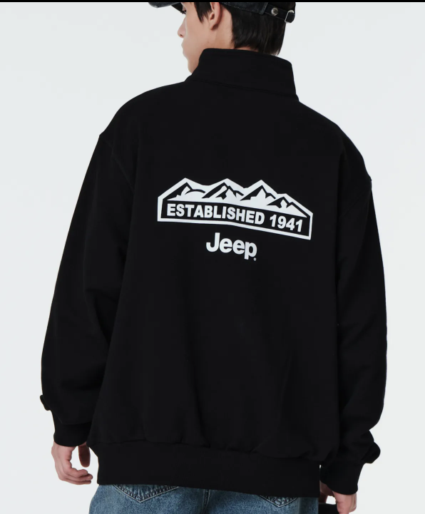JEEP 吉普   (輕量)  M-Logo 半拉鍊運動上衣   黑色   JUL25