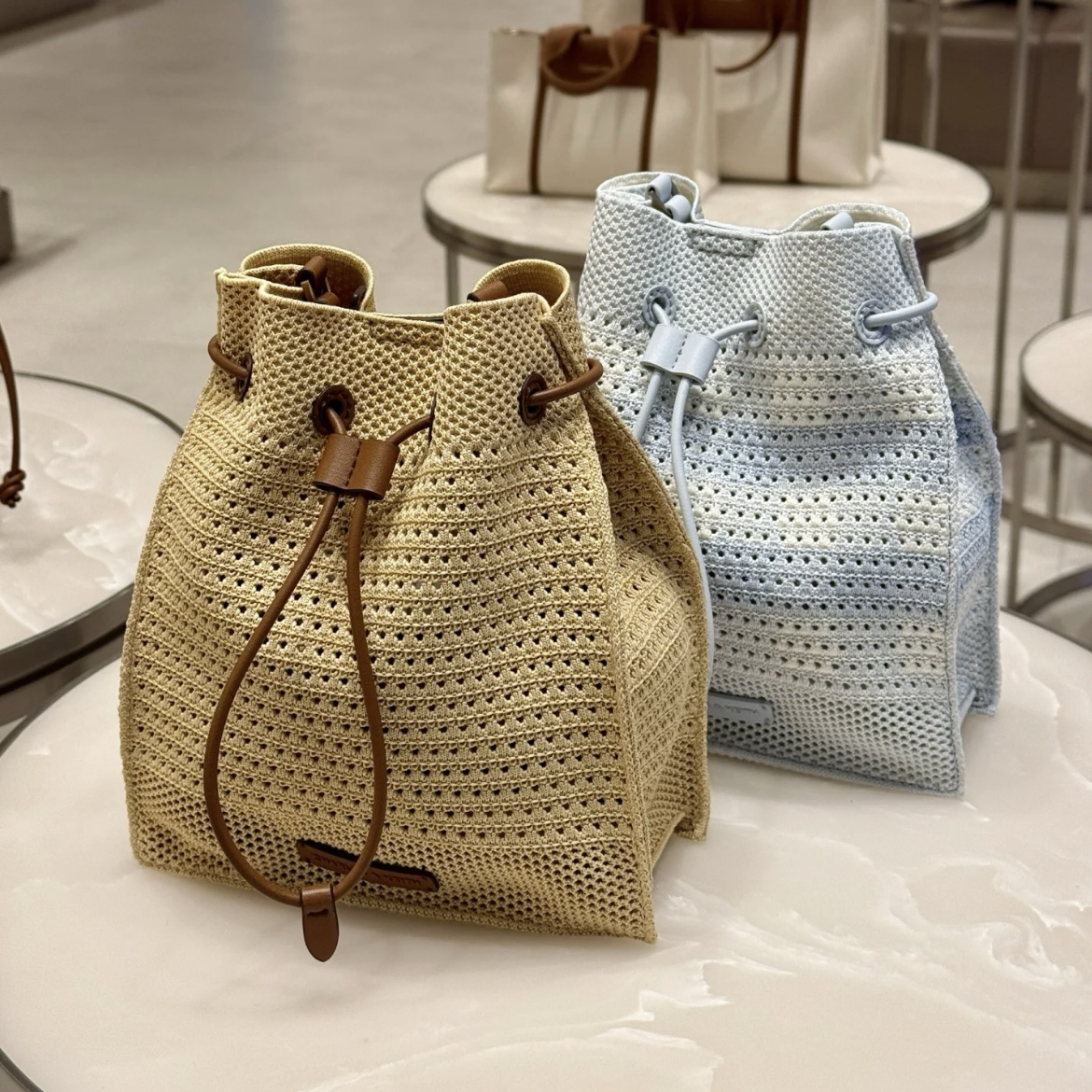 CHARLES & KEITH 小CK Lda 編織水桶包 針織 肩背包 斜背包 3色 (附小收納包)