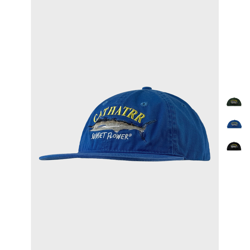 Ocean旗魚刺繡平沿帽