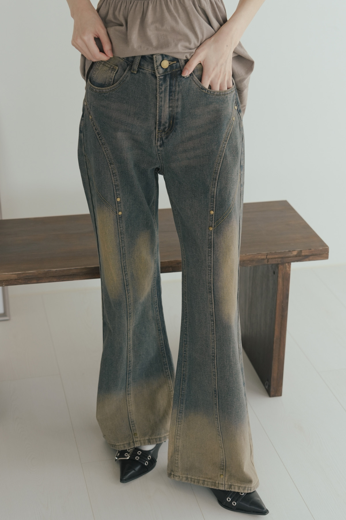 暮光卯釘靴型褲