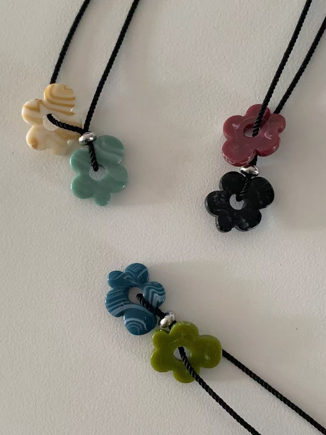 irregular colorful floral rope necklace