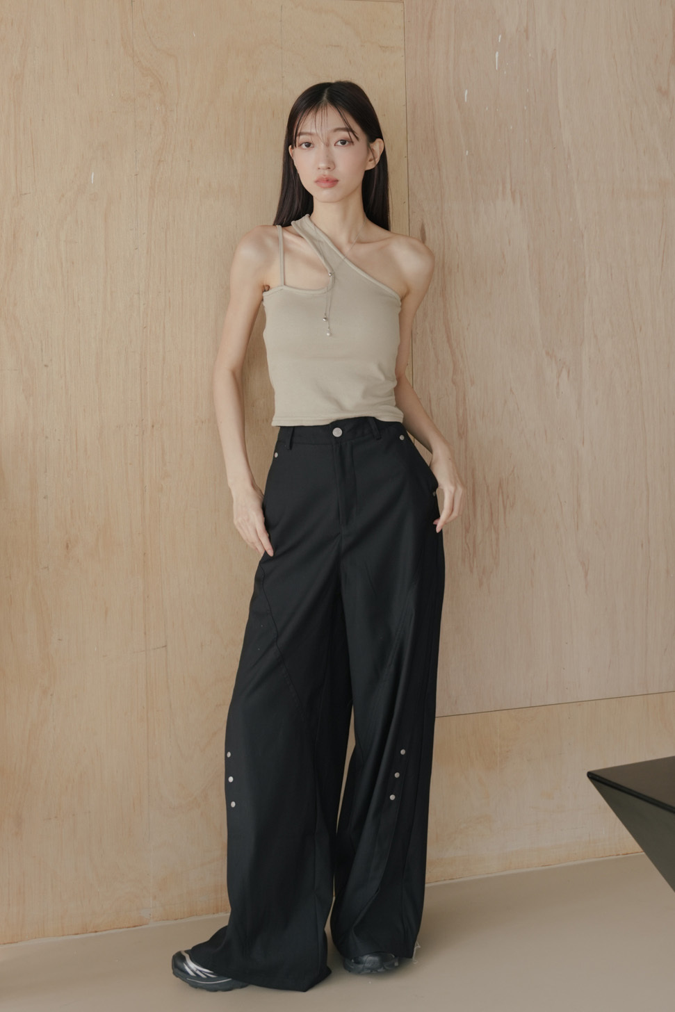 Add Button Diagonal Slacks #長褲