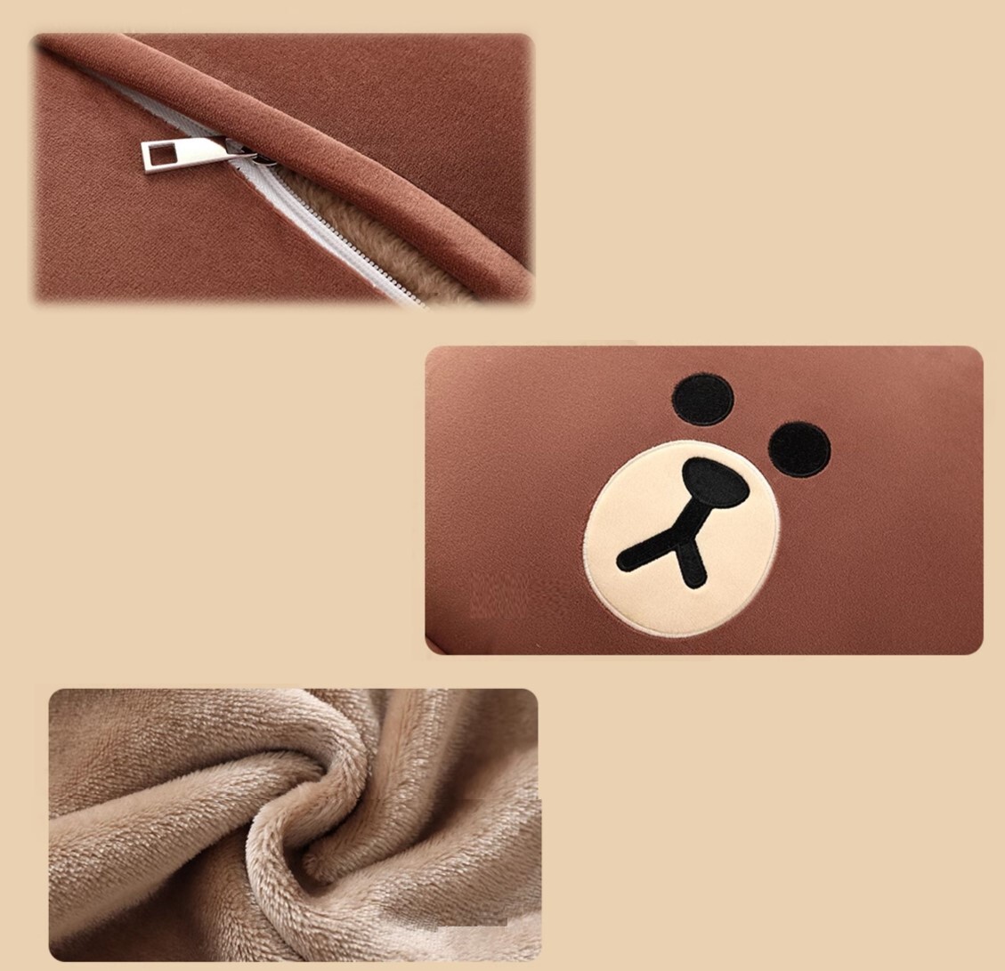 LINE FRIENDS  - 多功能毛絨被抱枕|Brown