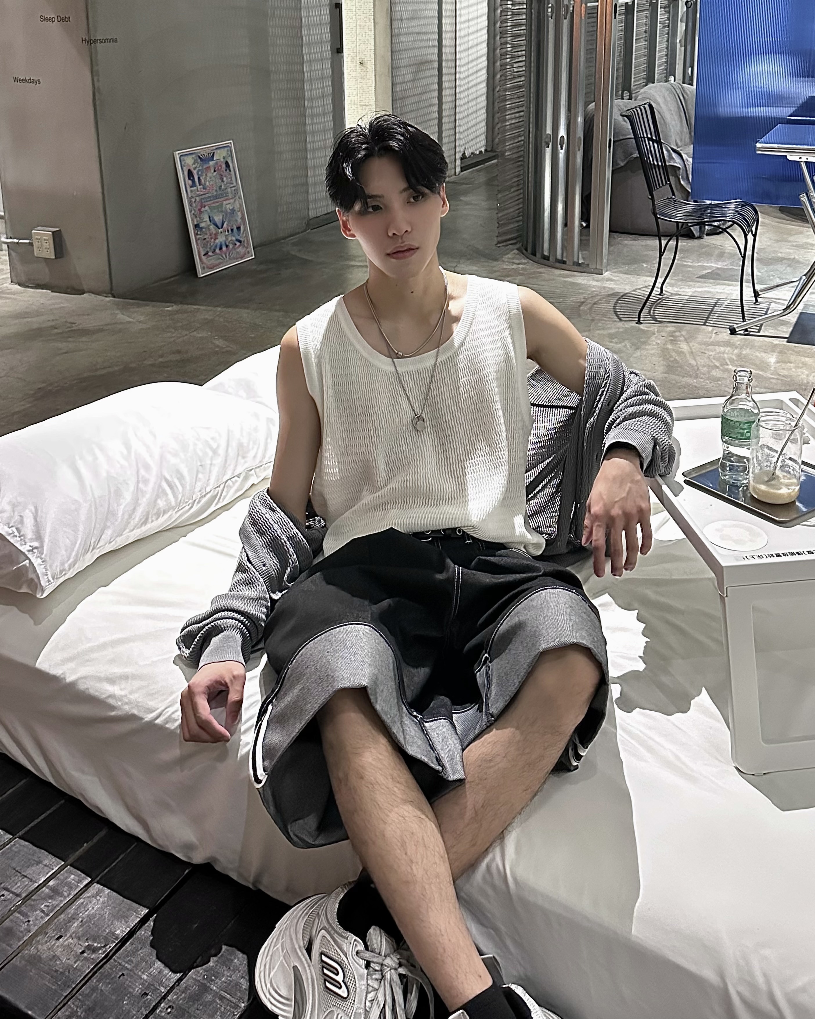 𝐇·𝐓·𝐒 韓國 穩系型男 素面 圓領 針織 親敷 鬆弛感 寬鬆 內搭 背心