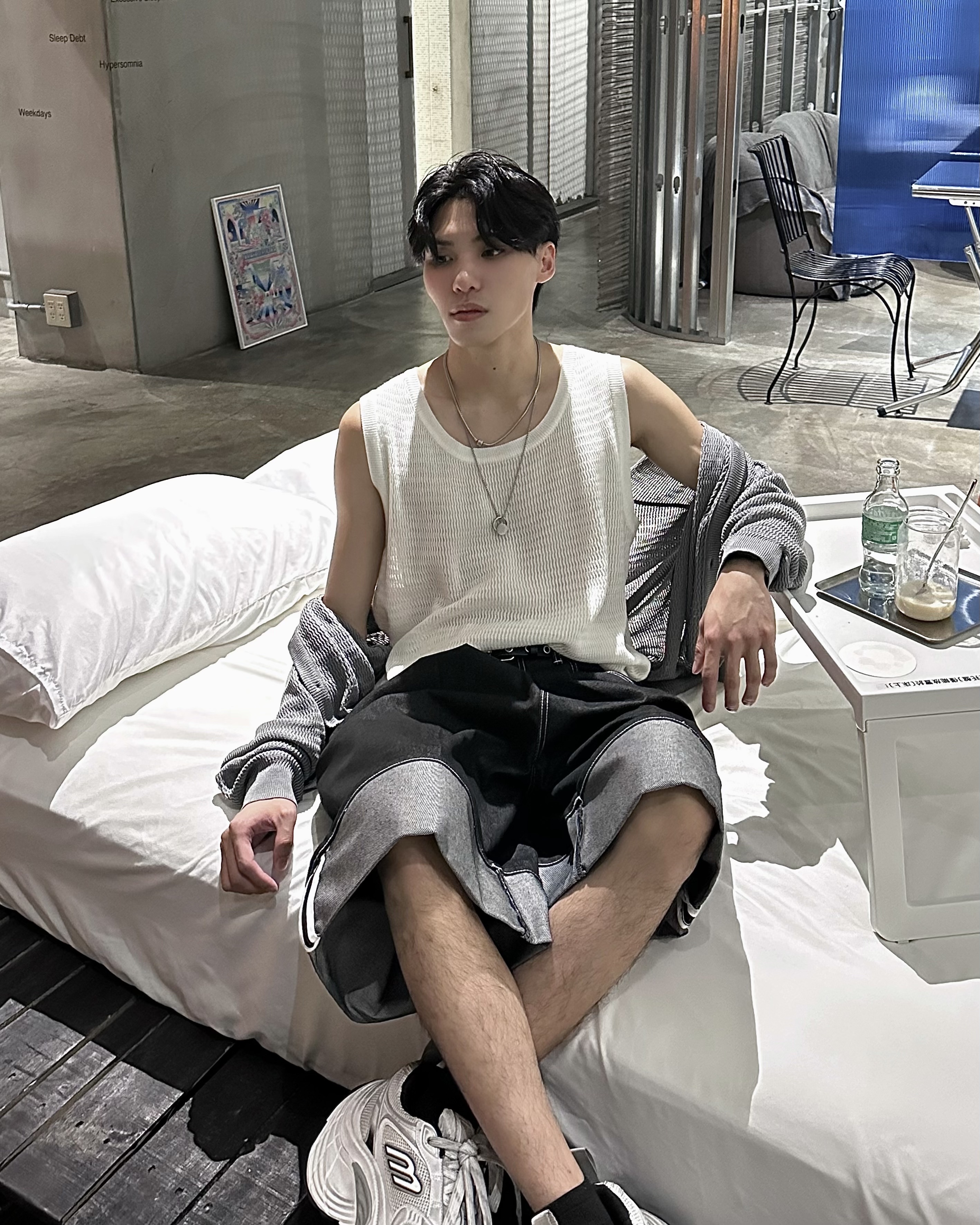 𝐇·𝐓·𝐒 韓國 穩系型男 素面 圓領 針織 親敷 鬆弛感 寬鬆 內搭 背心