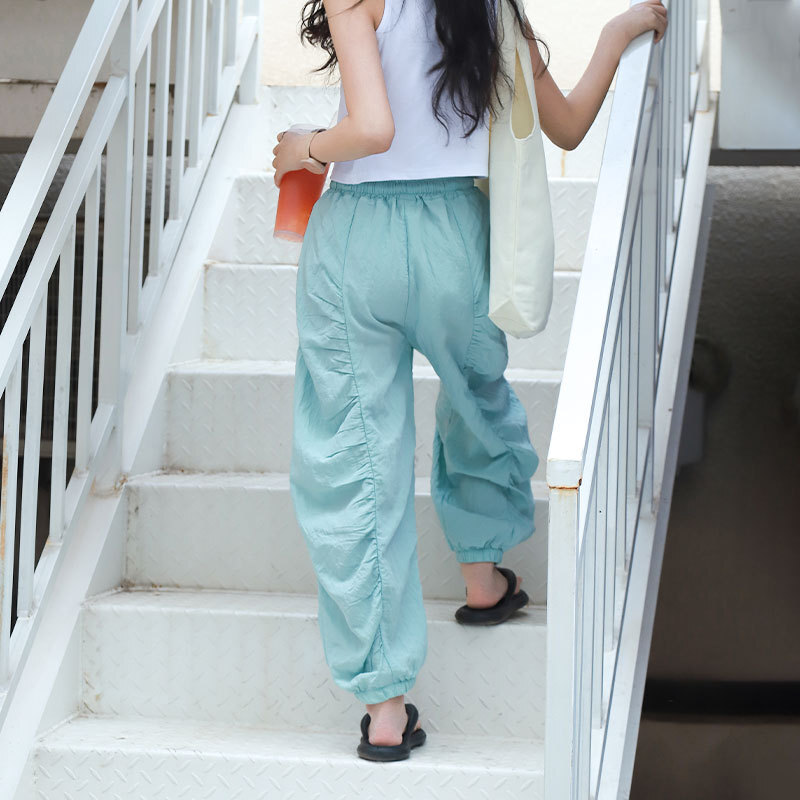 夏季 薄款冰絲泡泡褲