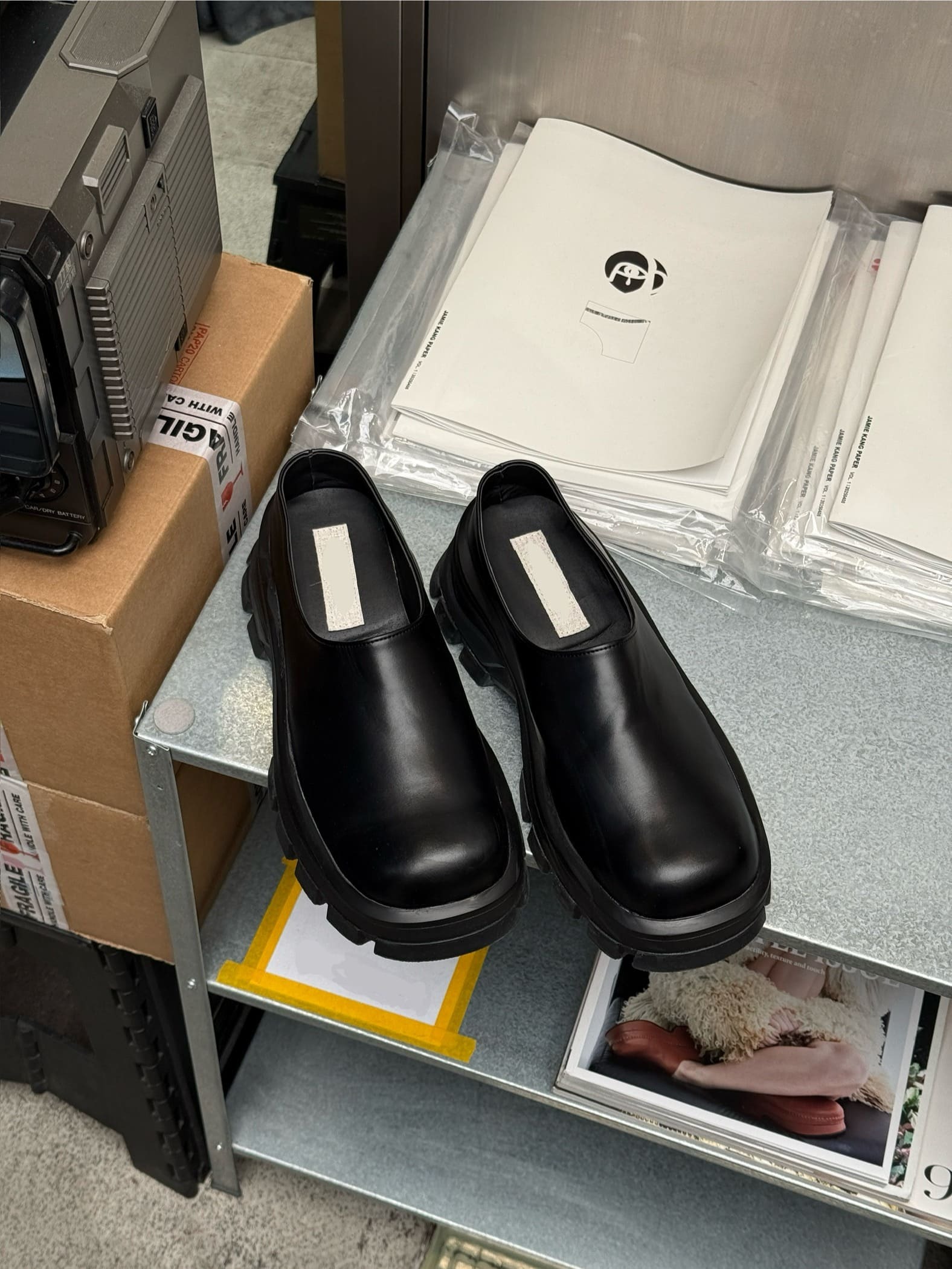 韓國 鋸齒 增高 5CM 厚底 皮革 拖鞋 穆勒鞋（部分現貨）