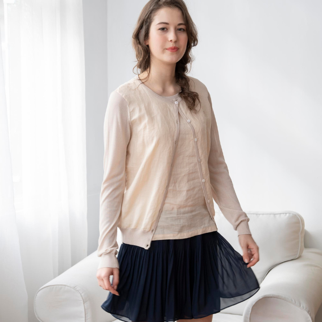 PIPPY 簡約亞麻線衫外套 米白