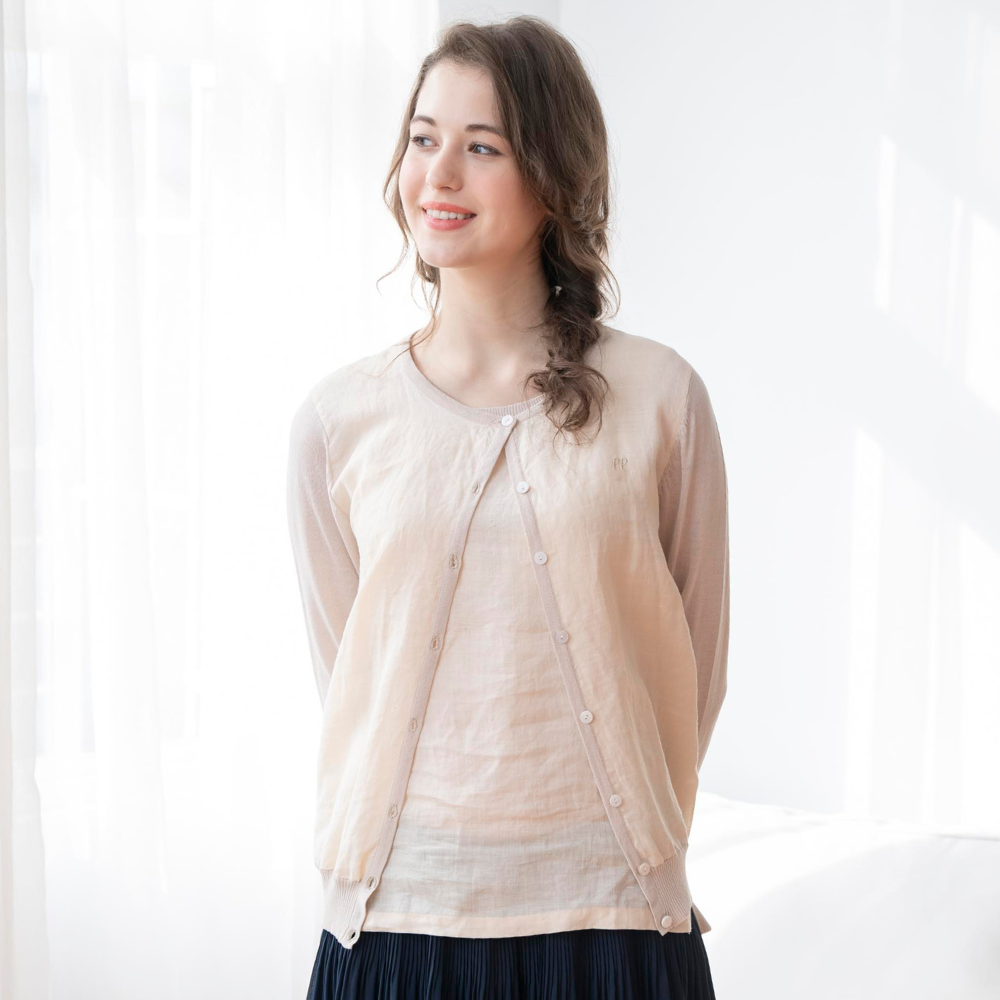 PIPPY 簡約亞麻線衫外套 米白