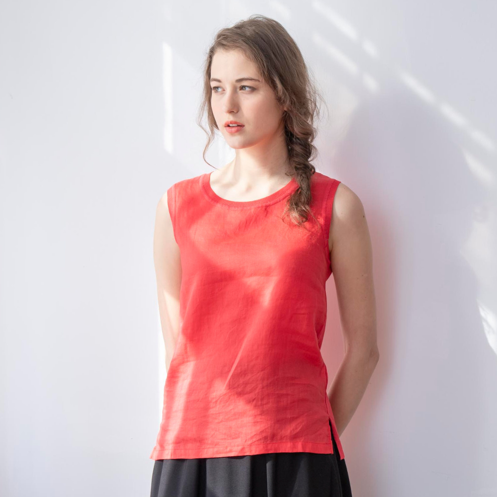 PIPPY亞麻線衫背心 紅色