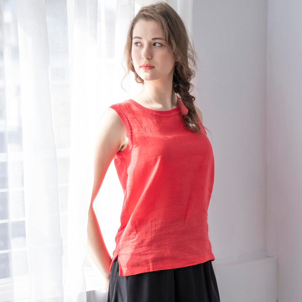 PIPPY亞麻線衫背心 紅色