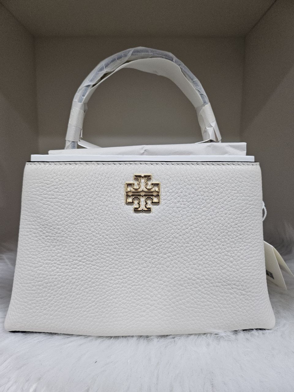 [S] TORY BURCH NEW IVORY BRITTEN MINI SATCHEL, 160641-104 (STB714)