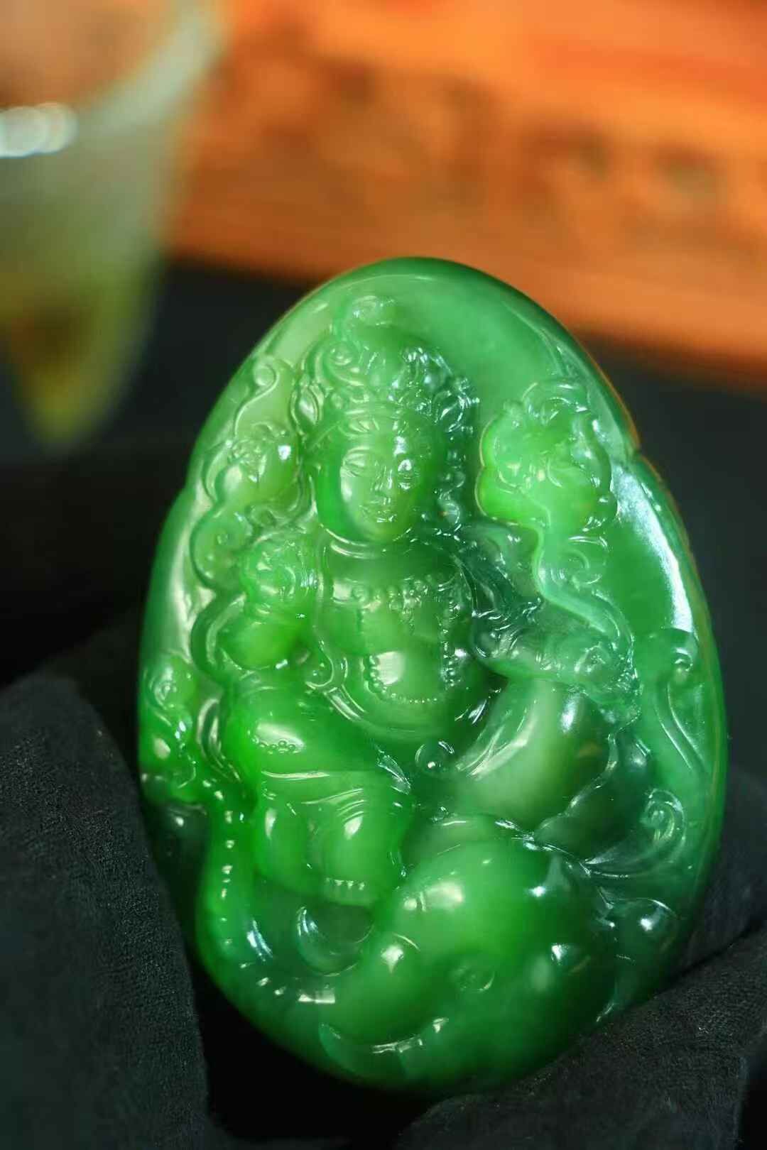 和田玉貓眼普賢菩薩,天然和田玉軟玉