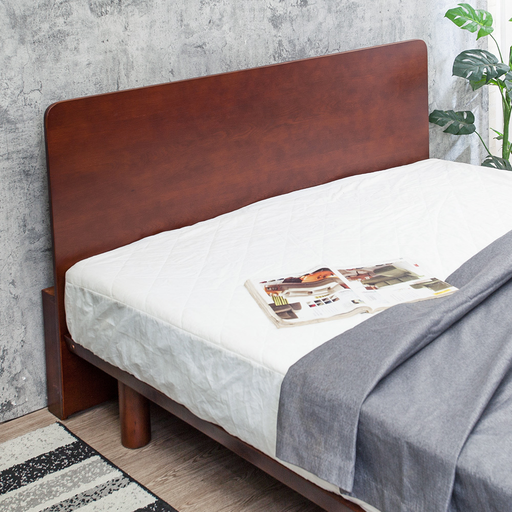 出清-迪恩5尺雙人實木收納型床頭片-附插座-深胡桃