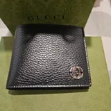 [S] GUCCI BLACK MEN'S WALLET LEATHER BIFOLD W/ COIN COMPARTMENT, 610466CA02N-1000-U (SGC182)