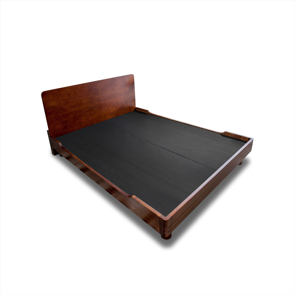 出清-迪恩5尺雙人實木床架/床組-附插座收納型床頭片+床底-深胡桃