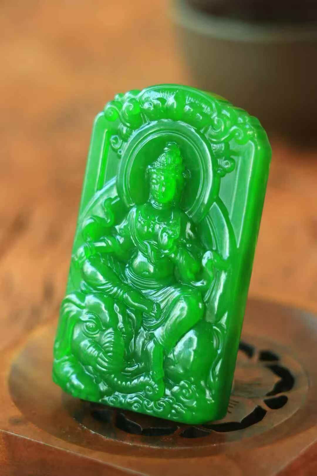 618714 和田玉碧玉普賢菩薩