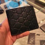 [S] GUCCI NAVY SIGNATURE BIFOLD WALLET, 8133653636 (SGC185)
