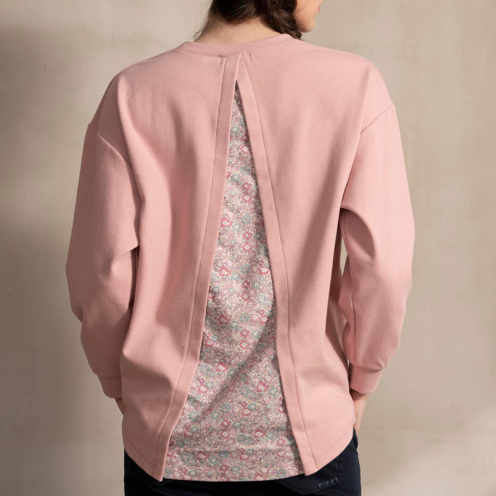 PIPPY 後開岔印花彈性棉圓領上衣 粉